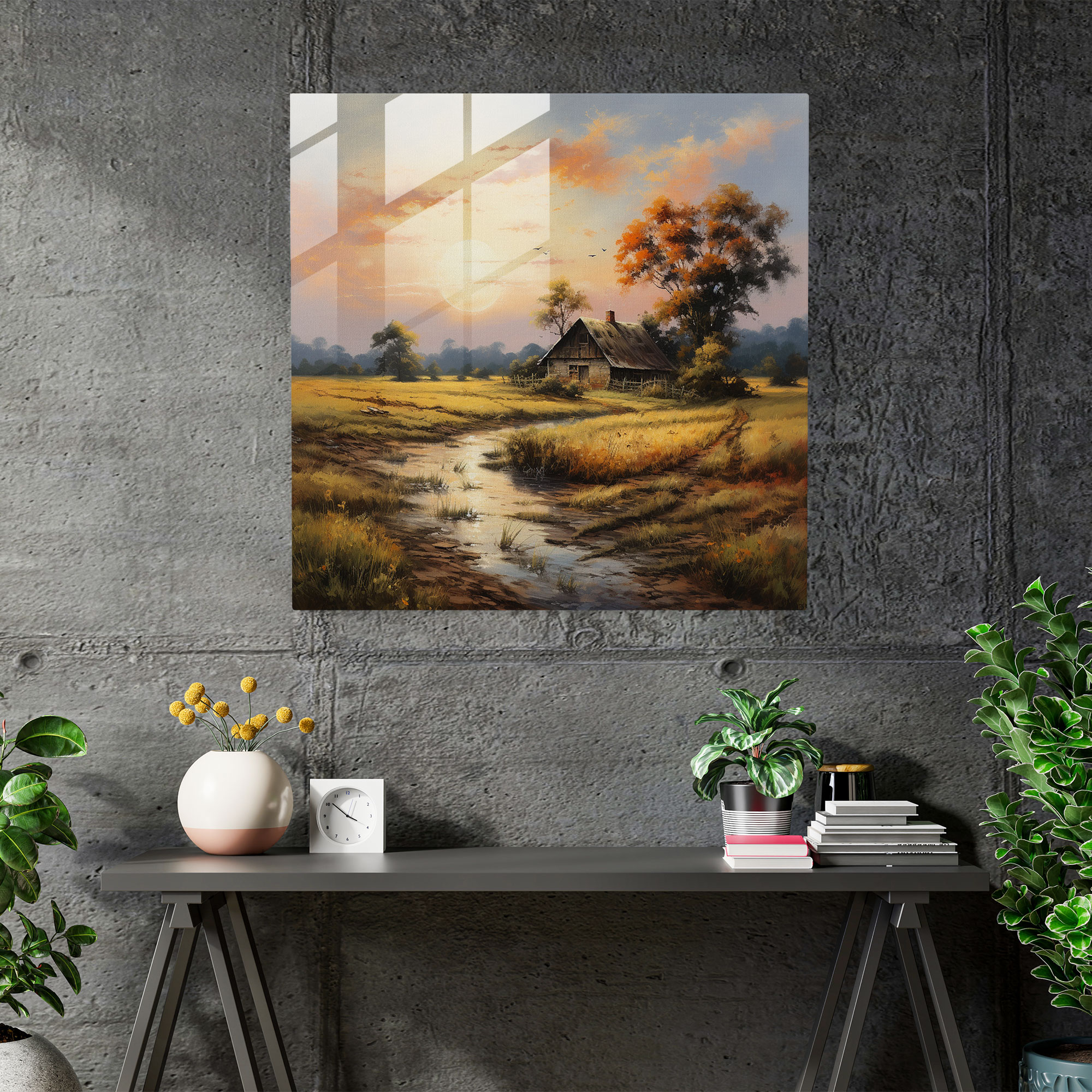 Classic Landscape Glass Print - Classic, Modern Art, Wall Decoration, Oil Painting