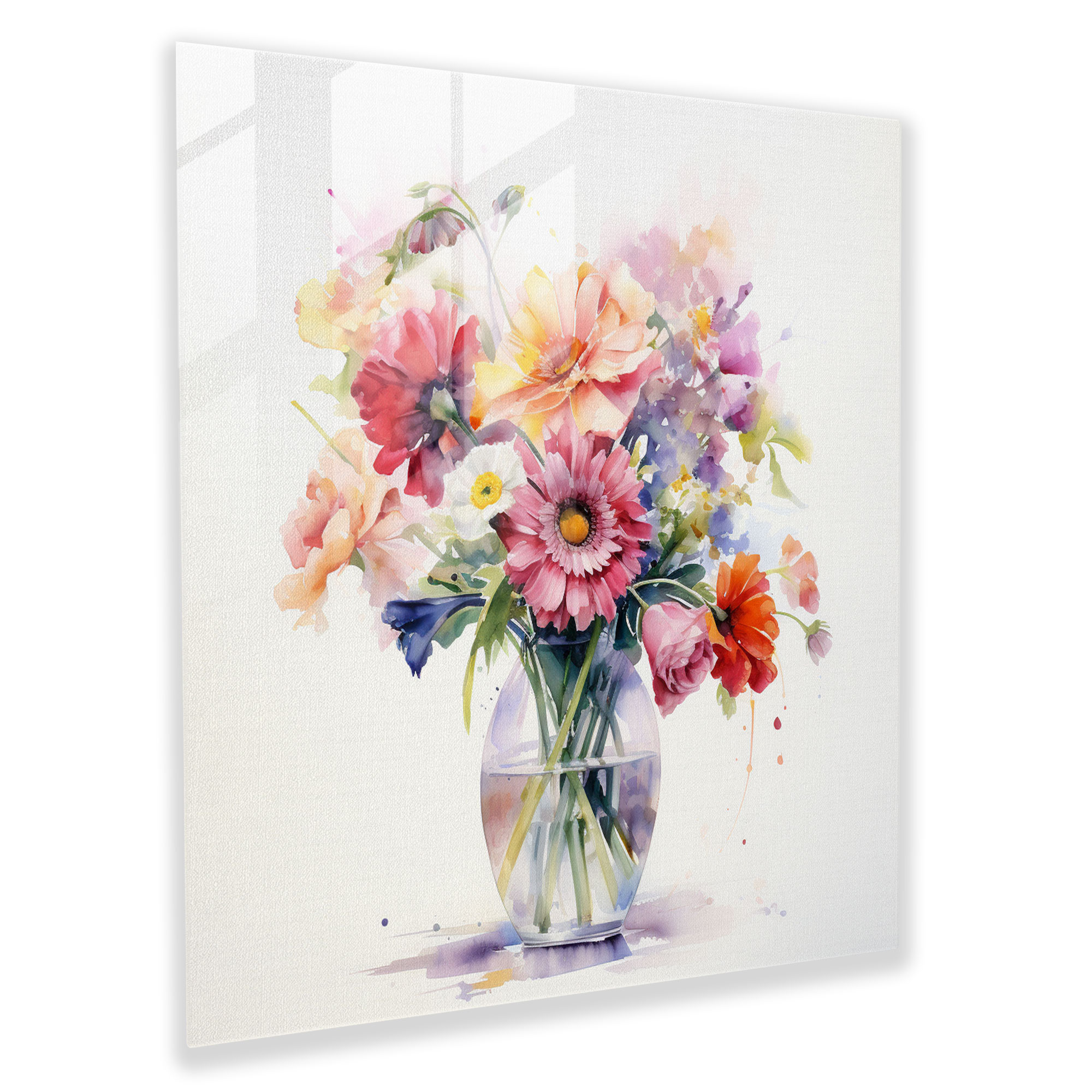 Classic Floral Glass Print - Classic, Wall Decoration, Vibrant Flowers, Glass Wall Art