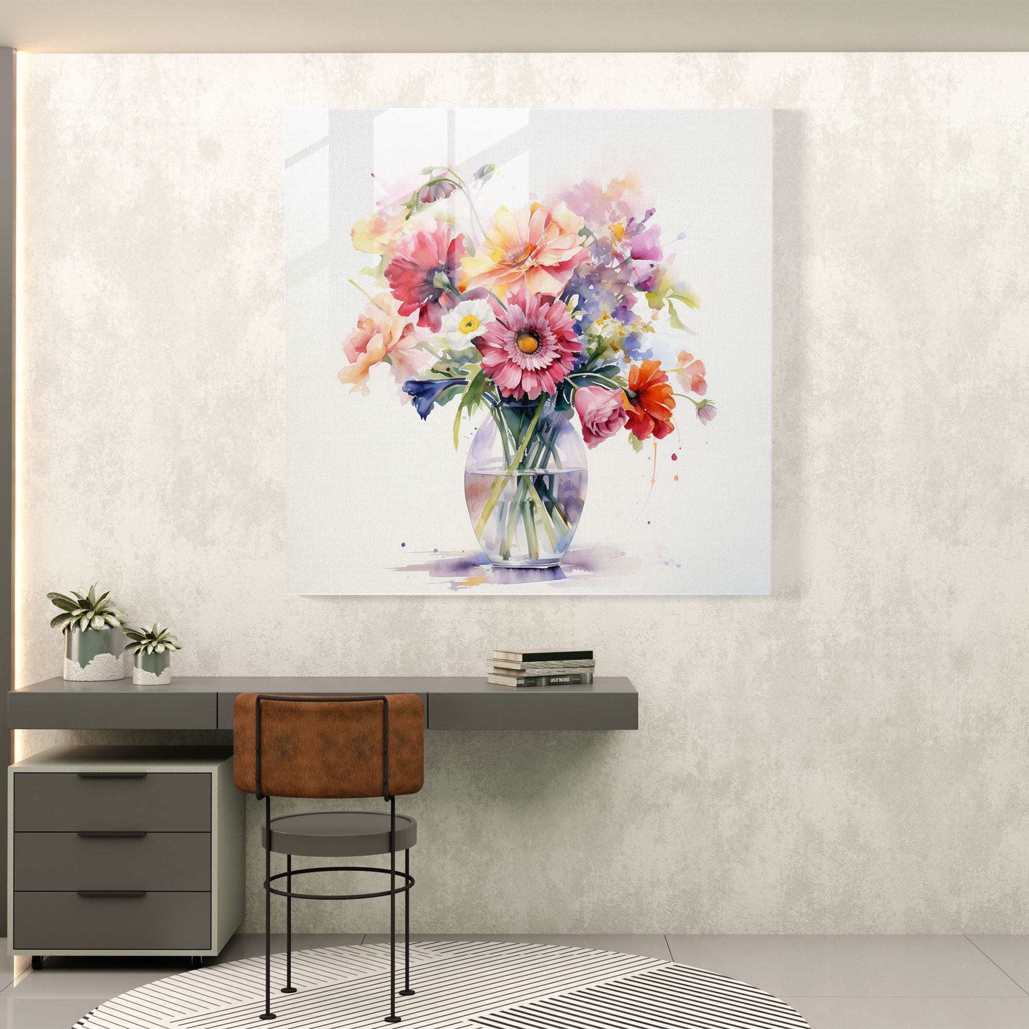 Classic Floral Glass Print - Classic, Wall Decoration, Vibrant Flowers, Glass Wall Art