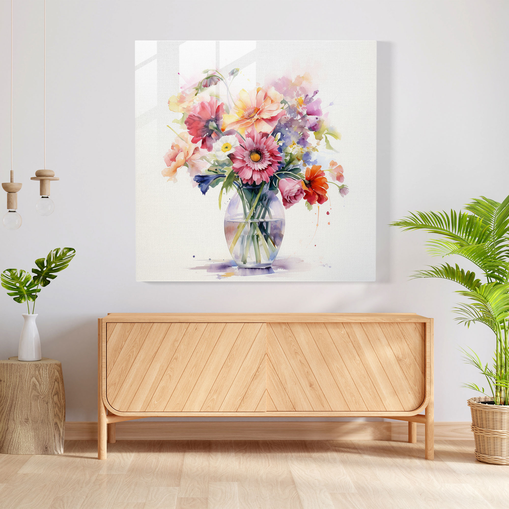 Classic Floral Glass Print - Classic, Wall Decoration, Vibrant Flowers, Glass Wall Art