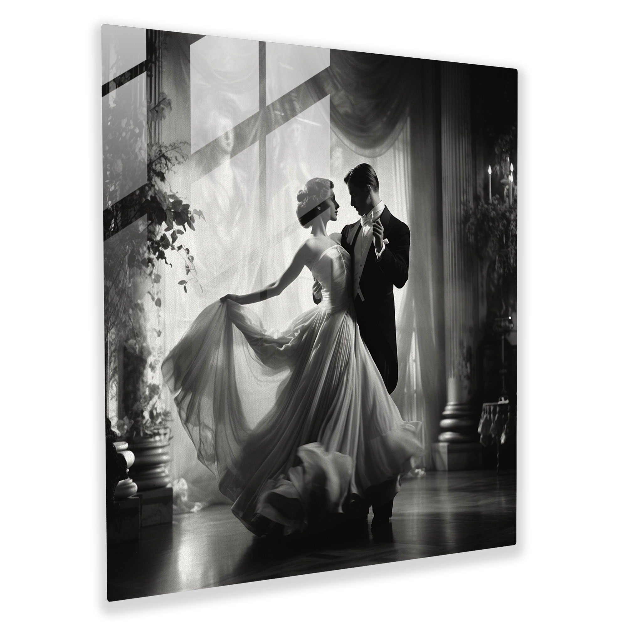 Classic Ballroom Glass Print - Classic, Home Decoration, Classic, Black And White