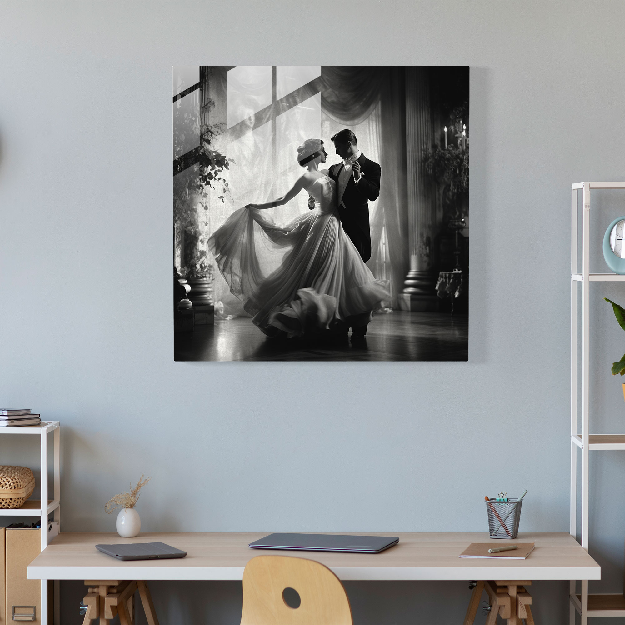 Classic Ballroom Glass Print - Classic, Home Decoration, Classic, Black And White