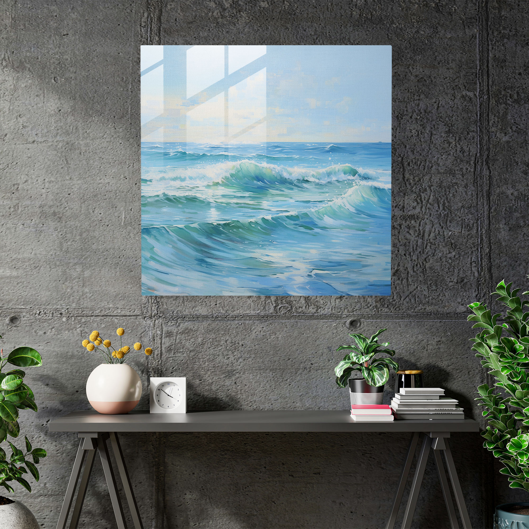 Seaside Retreat Glass Print - Classic, Serenity, Home Decoration, Seaside Retreat Glass Print