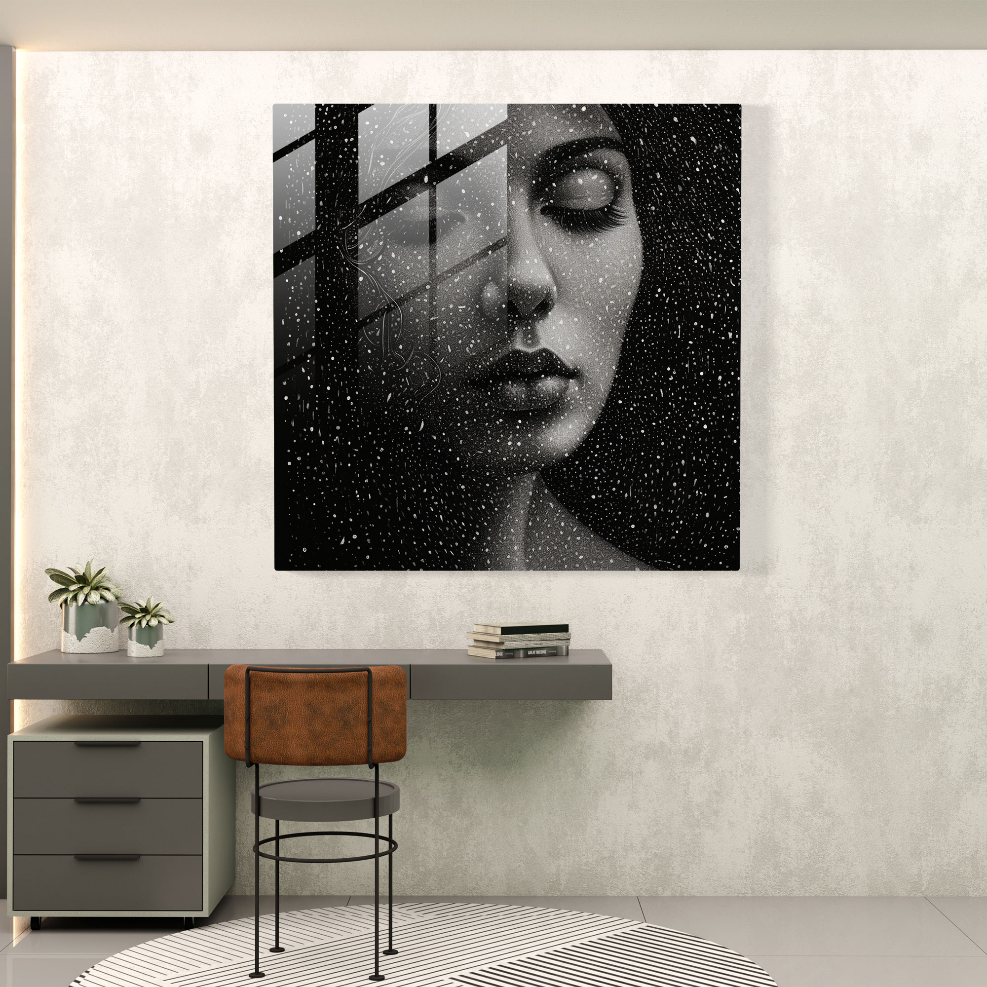 Büyüleyici Noktacılık Cam Tablo - Klasik Duvar Dekorasyonu Modern Sanat