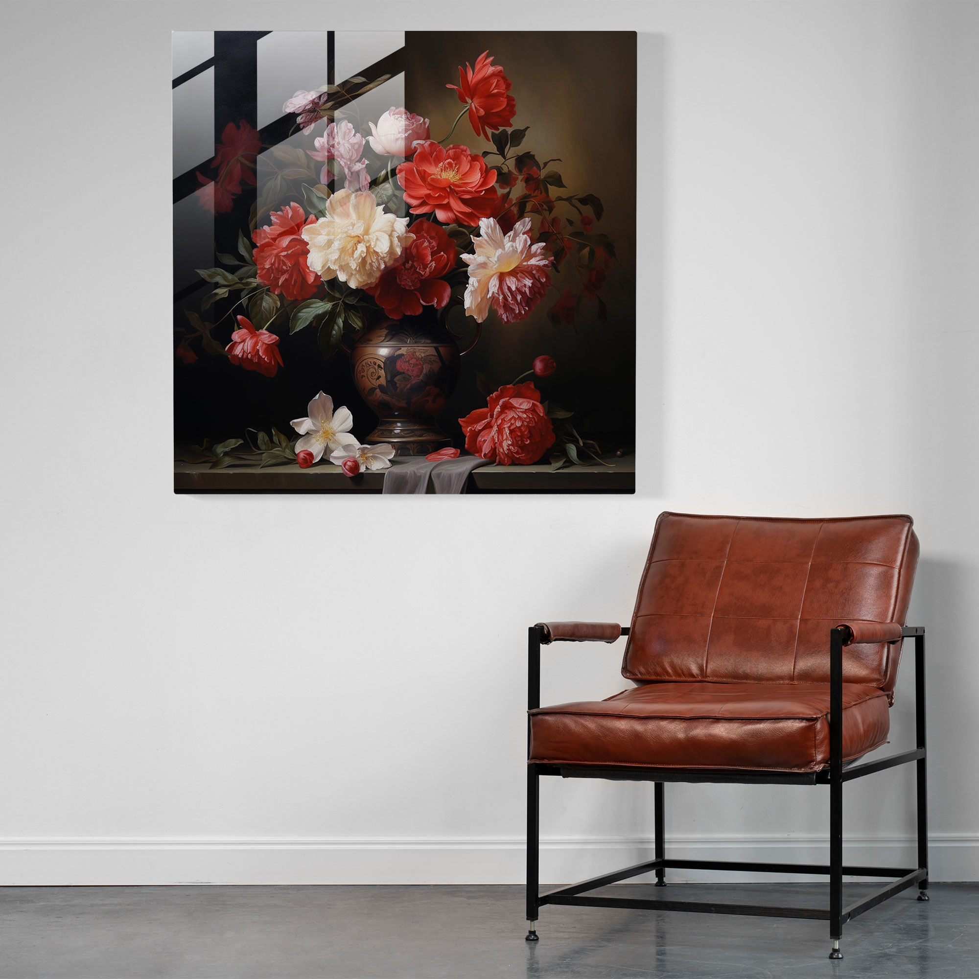 Classic Flowers Glass Print - Classic, Still Life, Modern Art, Flowers In A Vase