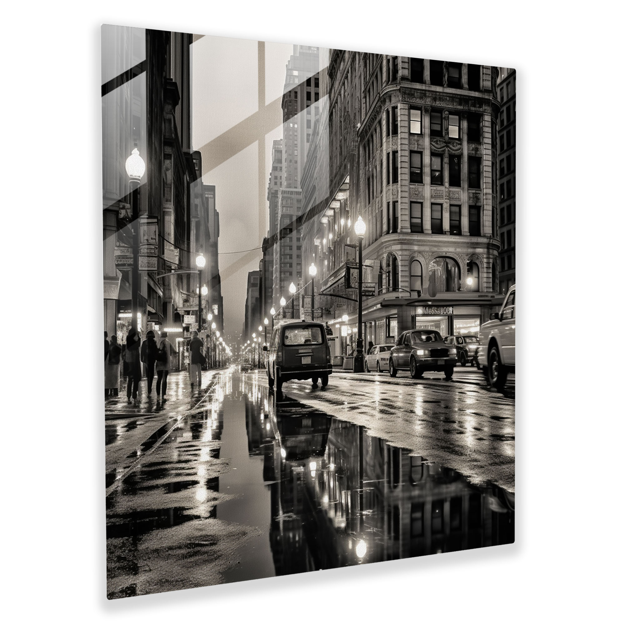 Classic Urban Landmark Glass Print - Classic, Modern Art, Black And White Photograph, Classic