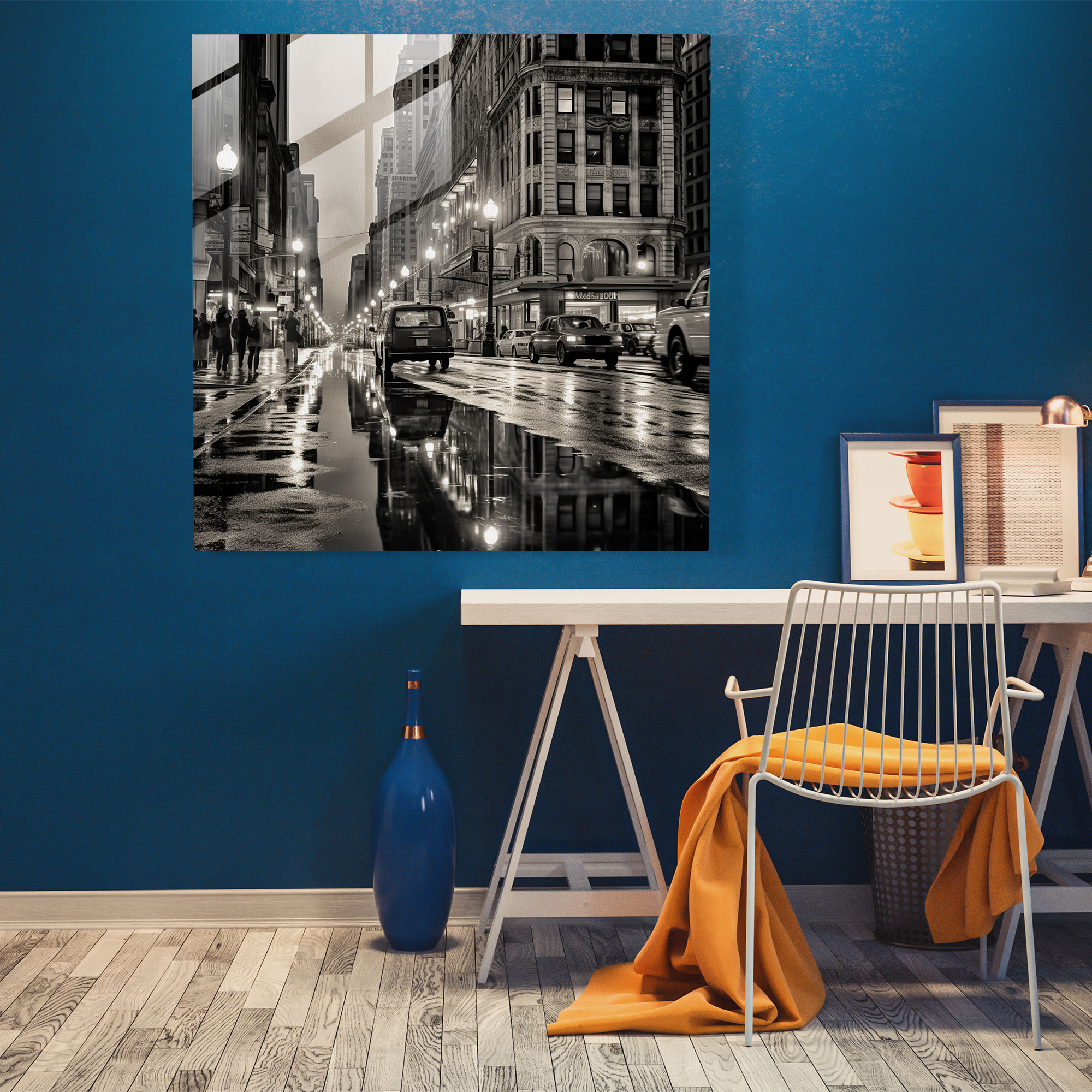 Classic Urban Landmark Glass Print - Classic, Modern Art, Black And White Photograph, Classic