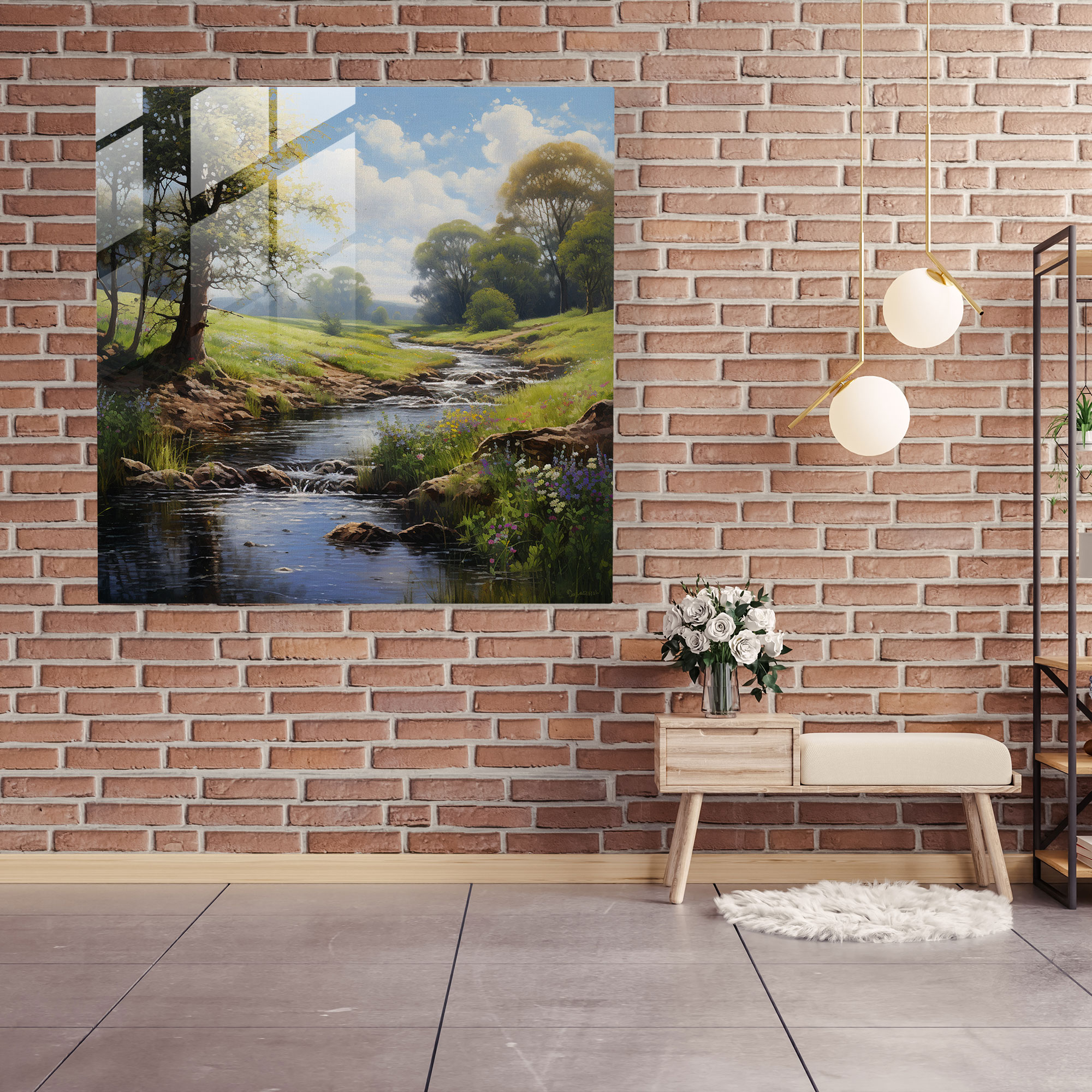 Classic Landscape Glass Print - Classic, Oil Painting, Glass Art, Glass Wall Art