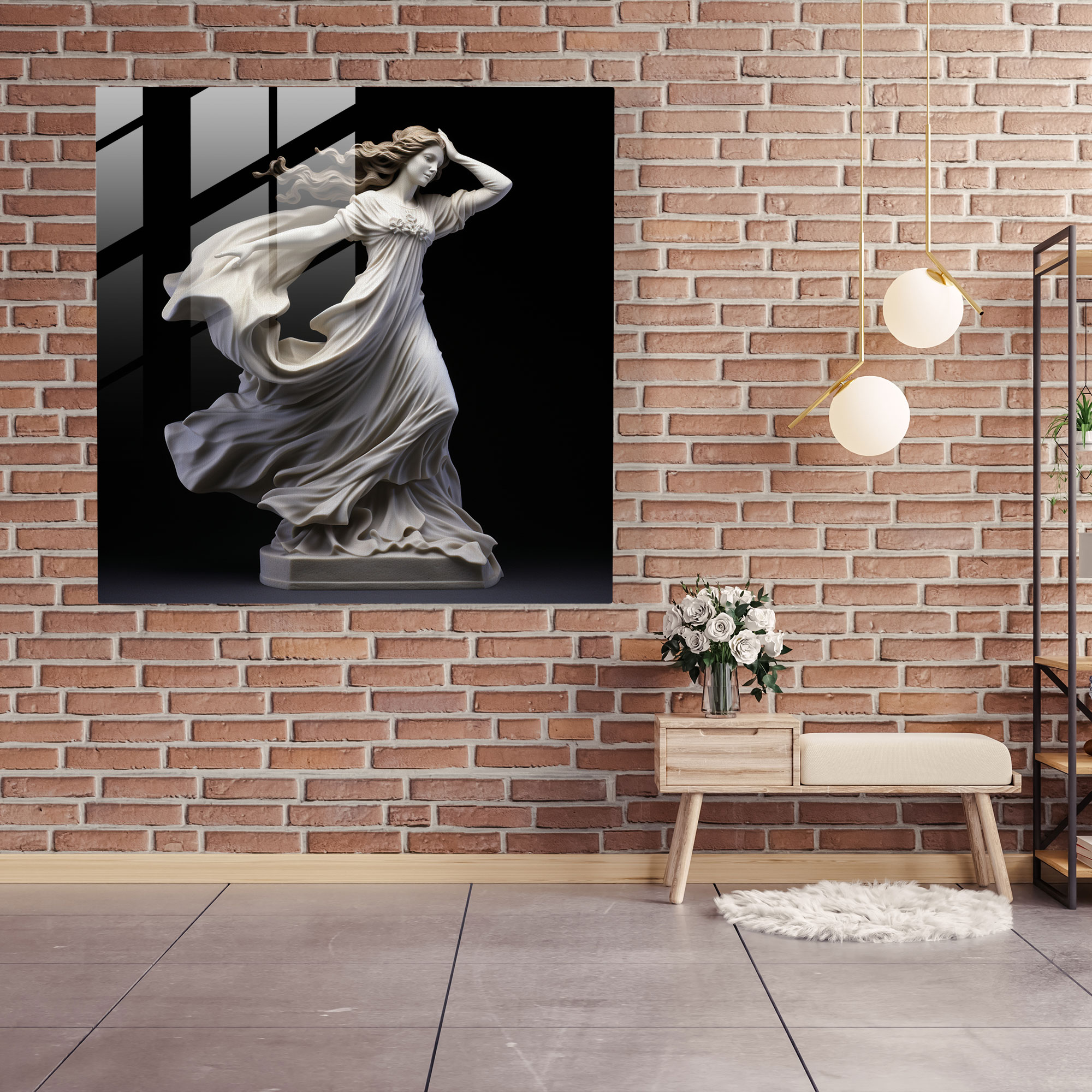 Classic Marble Sculpture Glass Print - Classic, Wall Decoration, Glass Art, Beauty