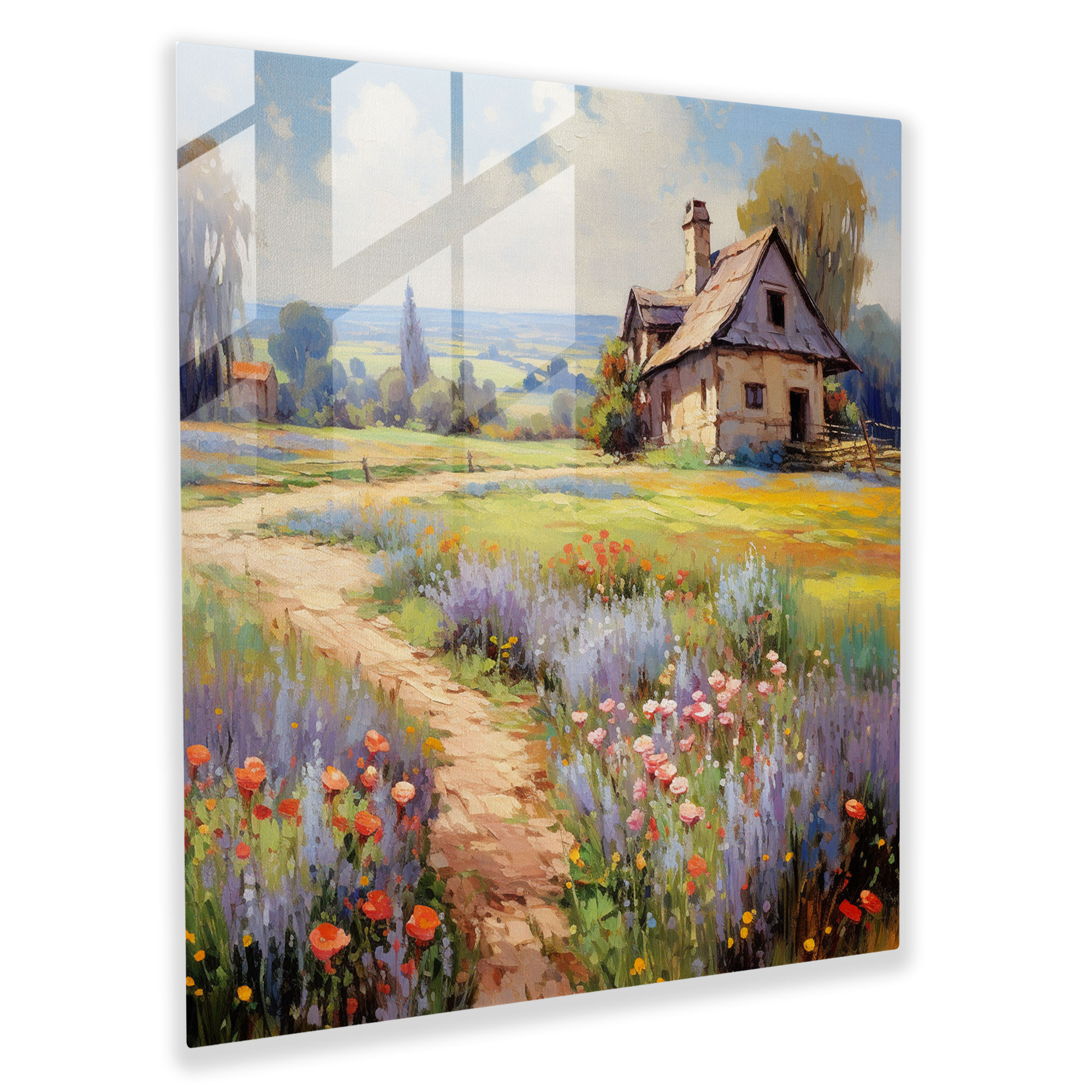 Classic Landscape Glass Print - Classic, Picturesque Cottage, Classic, Glass Print
