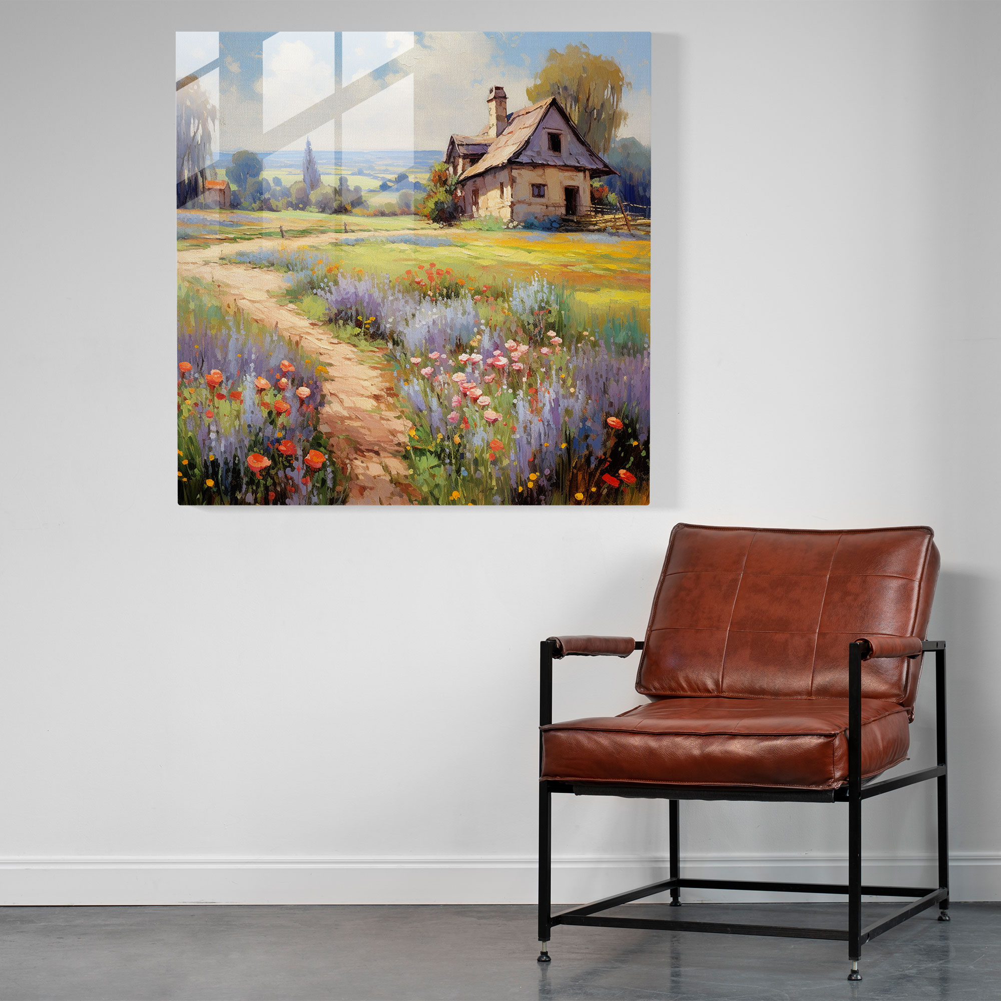 Classic Landscape Glass Print - Classic, Picturesque Cottage, Classic, Glass Print