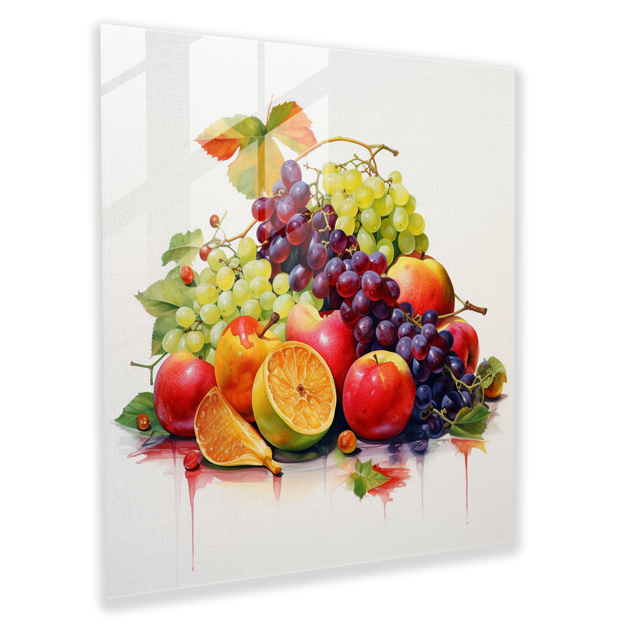 Classic Still Life Glass Print - Classic, Watercolor Painting, Pop Of Color, Glass Print