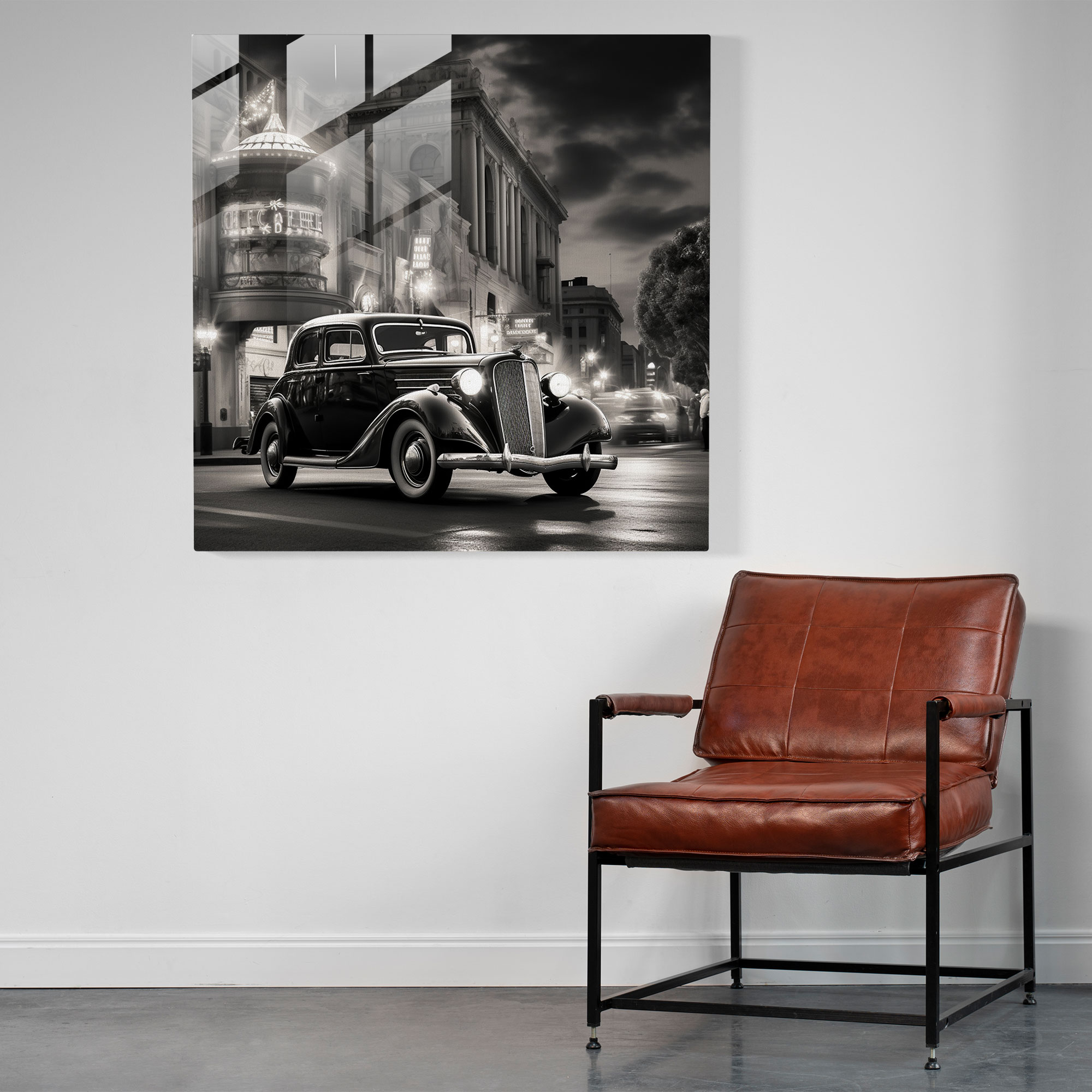 Classic Car Glass Print - Classic, Nostalgia, Glass Print, Wall Decoration