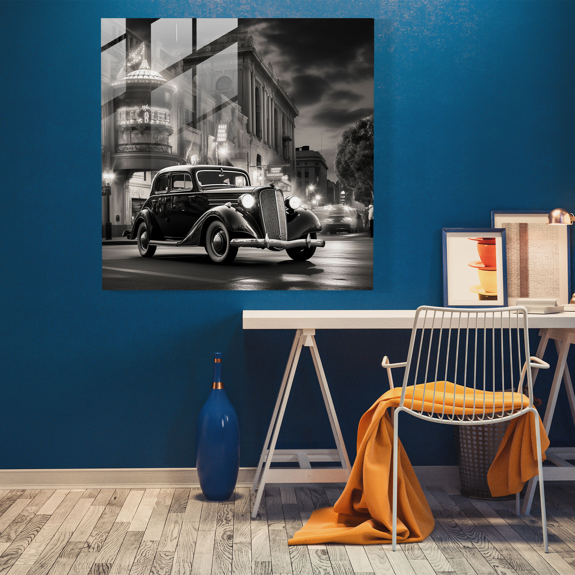 Classic Car Glass Print - Classic, Nostalgia, Glass Print, Wall Decoration