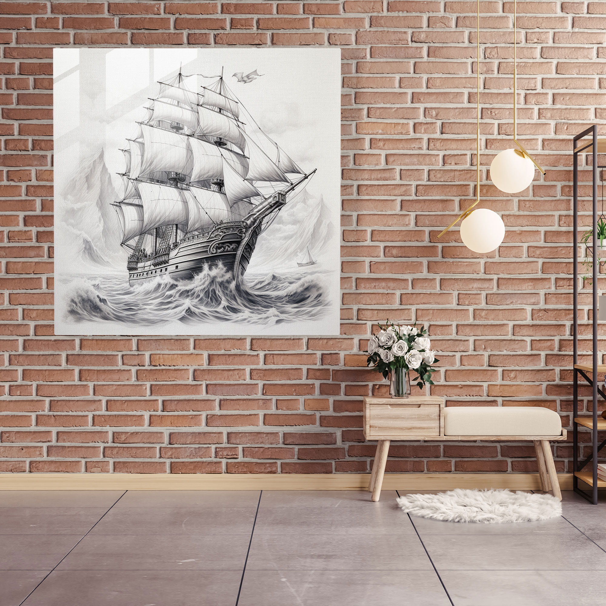 Classic Sailing Ship Glass Print - Classic, Exploration, Love For The Sea, Home Decoration
