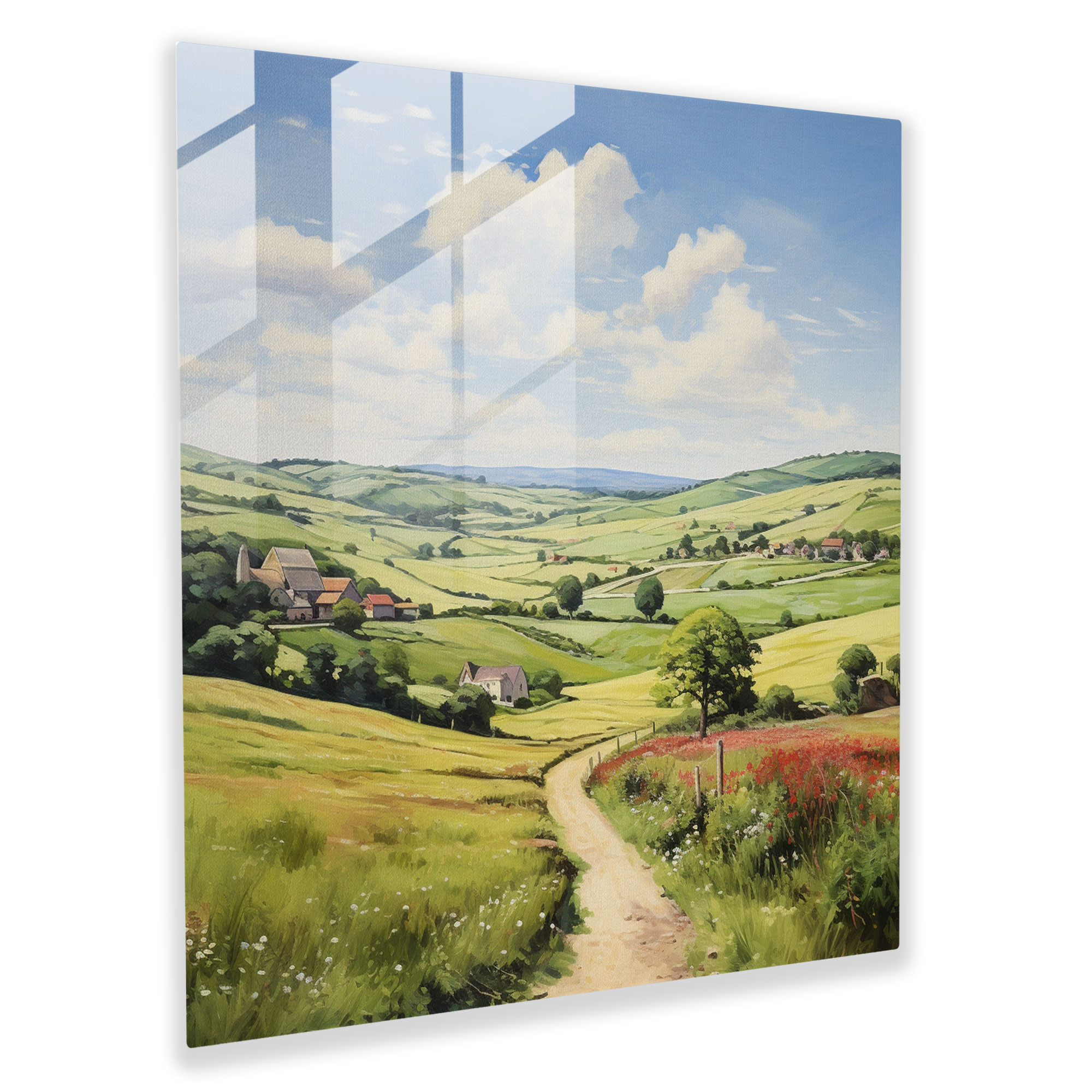 Vintage Countryside Landscape Glass Print - Classic, Glass Wall Art, Classic, Glass Print