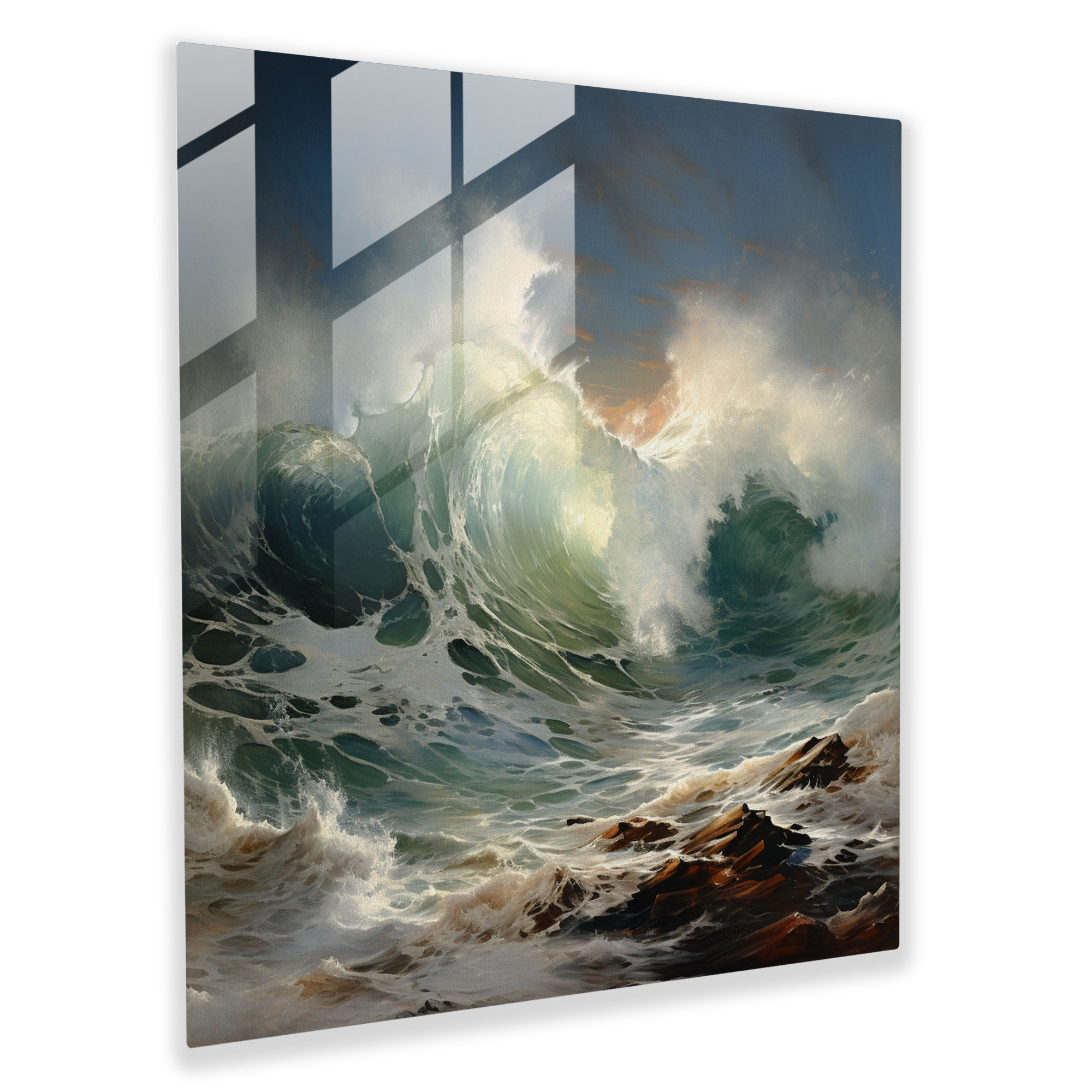 Classic Seascape Waves Glass Print - Classic, Home Decoration, Glass Print, Modern Art