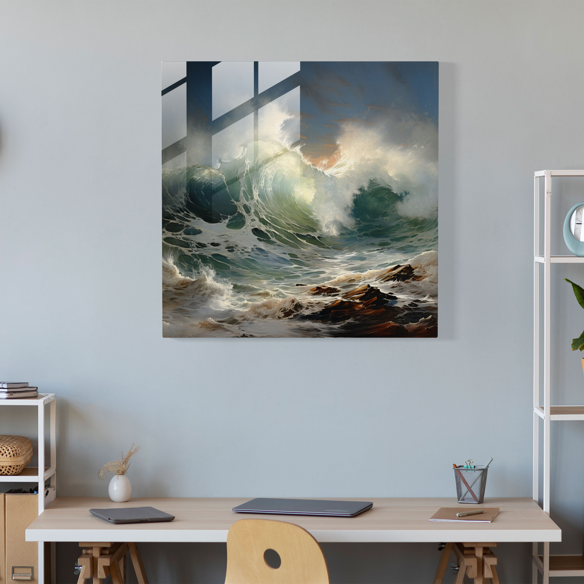 Classic Seascape Waves Glass Print - Classic, Home Decoration, Glass Print, Modern Art