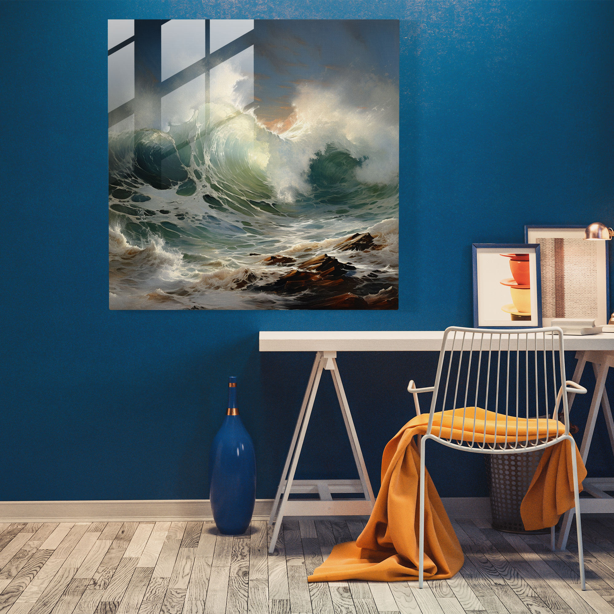 Classic Seascape Waves Glass Print - Classic, Home Decoration, Glass Print, Modern Art