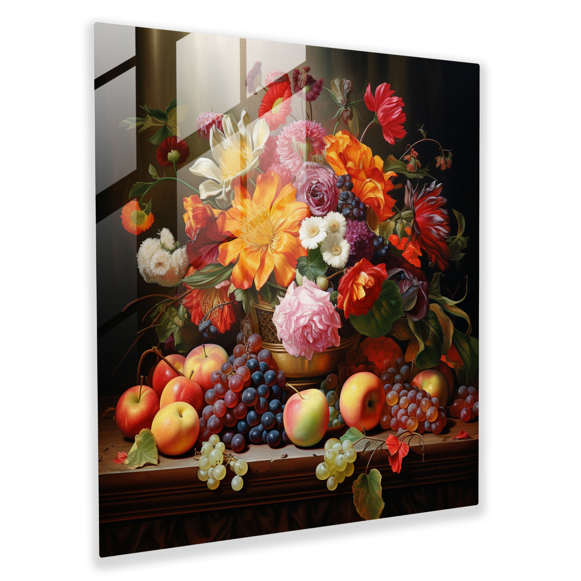 Classic Glass Print - Bountiful Still Life - Classic, Elegance, Still Life Painting, Home Decoration
