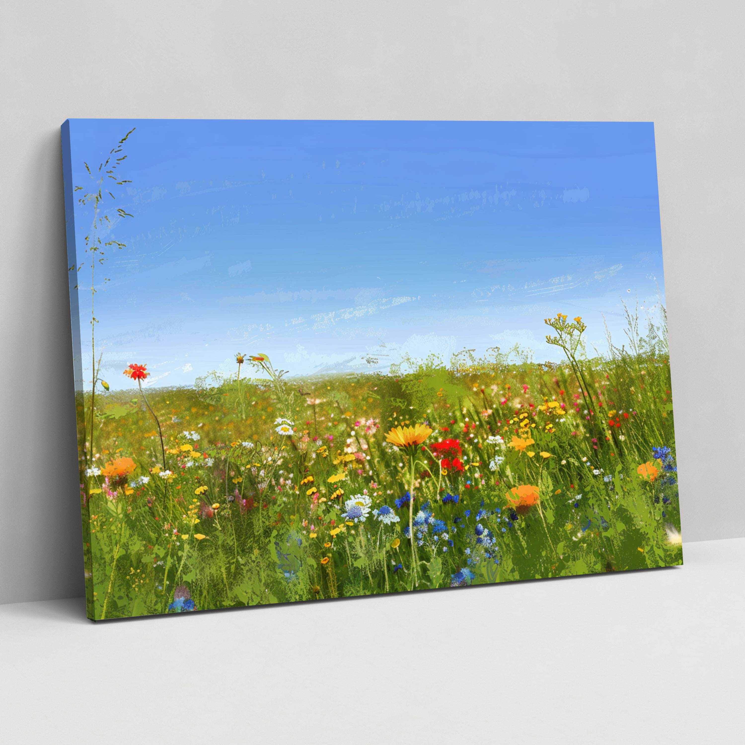 Çayır Yabani Çiçekler Claude Monet Tarzı Duvar Sanatı - Ev Dekorasyonu Kanvas Tablo