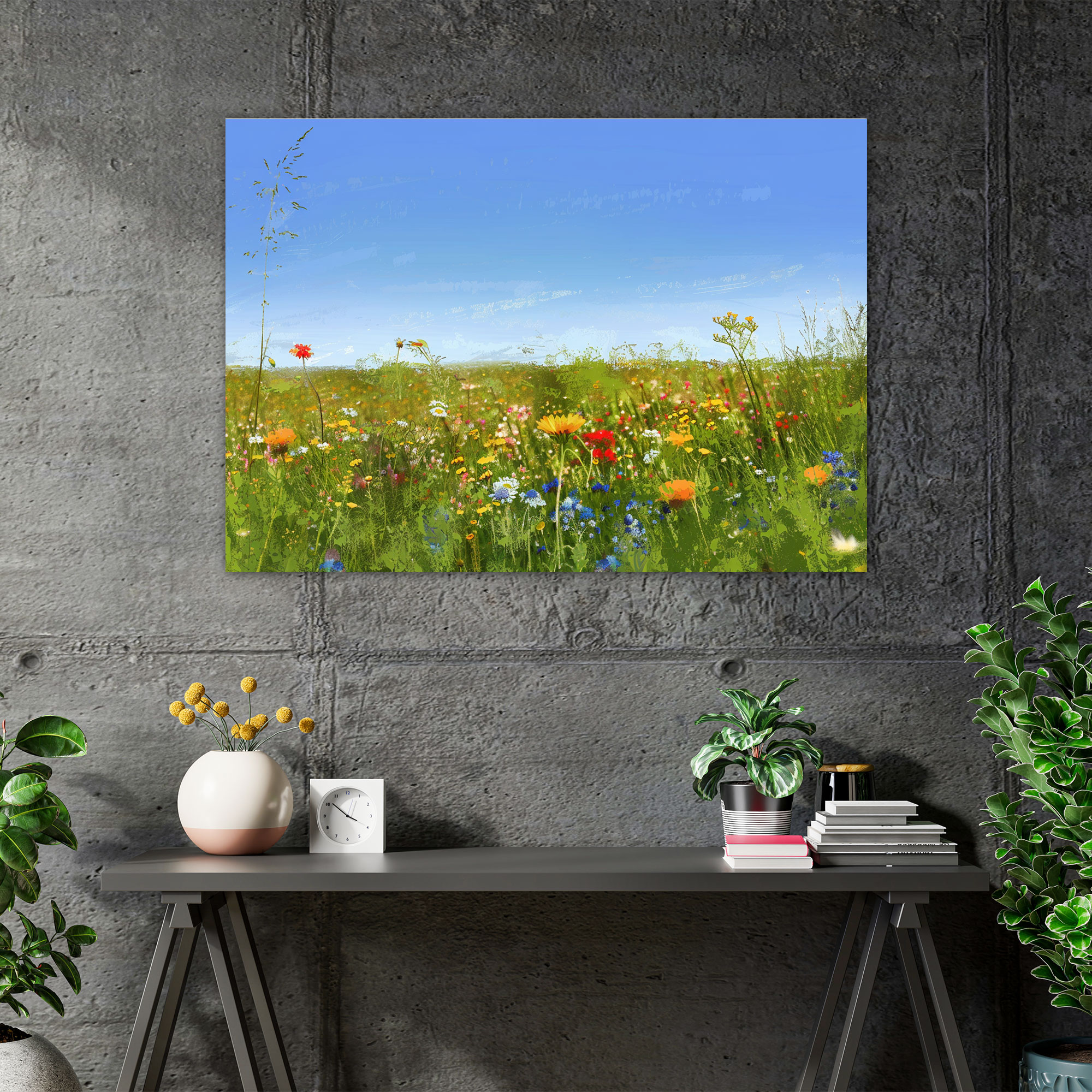 Çayır Yabani Çiçekler Claude Monet Tarzı Duvar Sanatı - Ev Dekorasyonu Kanvas Tablo