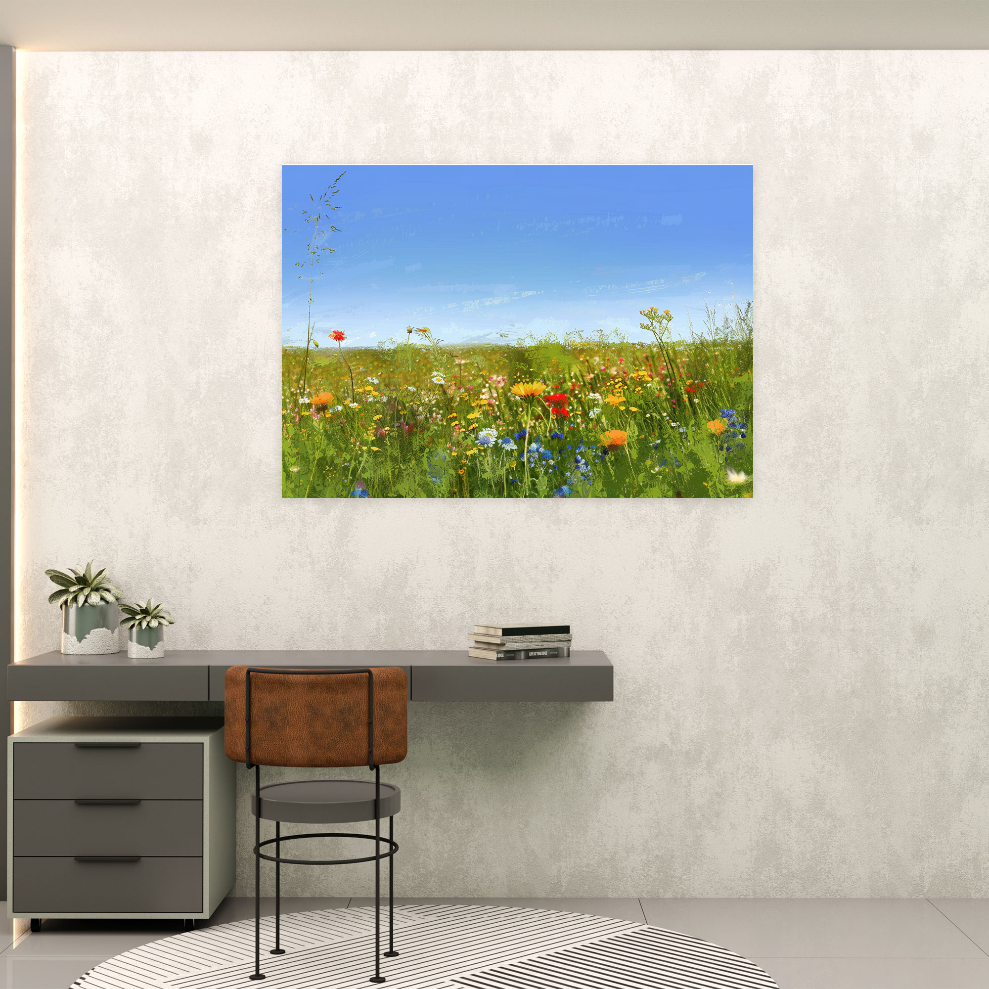Çayır Yabani Çiçekler Claude Monet Tarzı Duvar Sanatı - Ev Dekorasyonu Kanvas Tablo