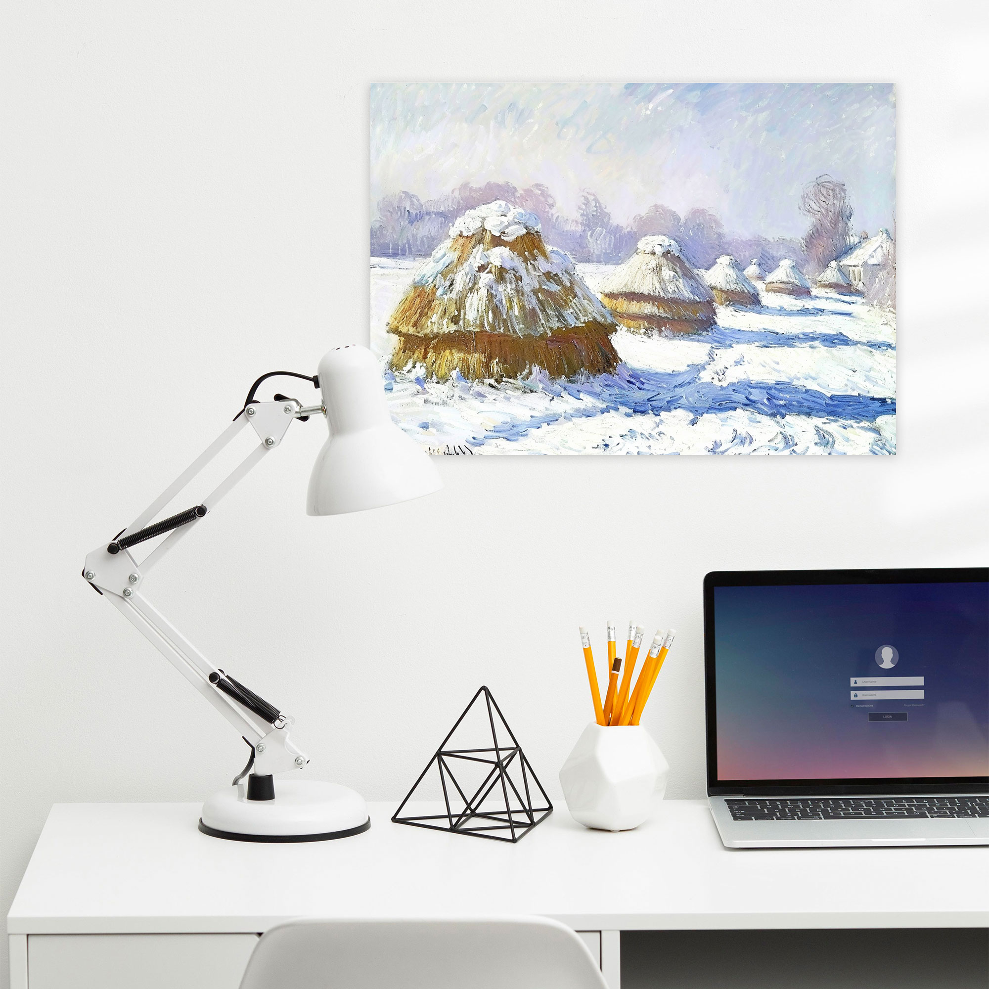 Claude Monet Haystacks In The Snow Wall Decoration - Claude Monet, Wall Decoration, Canvas Print, Claude Monet