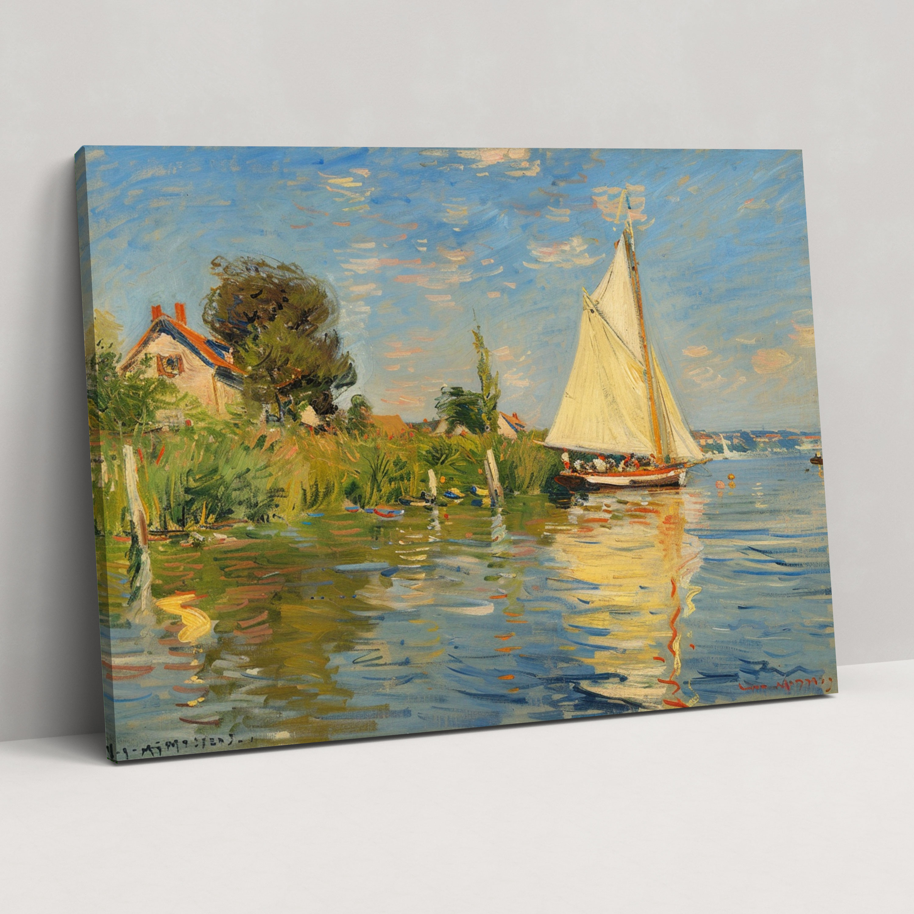 Claude Monet Boating At Argenteuil Canvas Print - Claude Monet, Home Decoration, Canvas, Wall Decoration