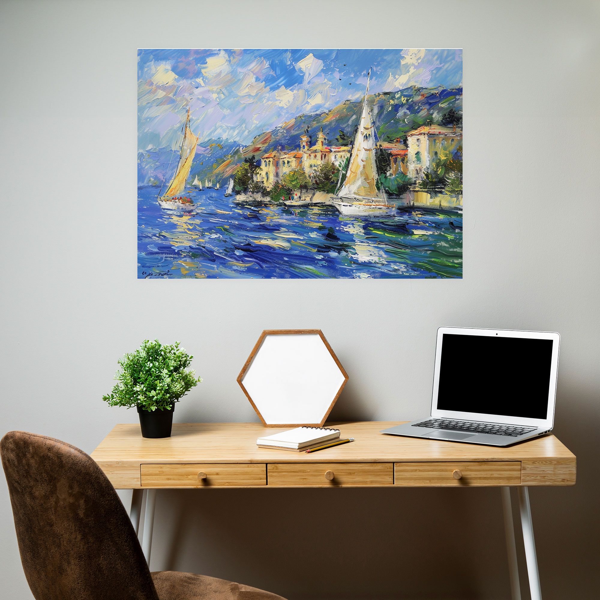 Claude Monet Seaside Sailboats Canvas Print - Claude Monet, Canvas Print, Sailboats, Home Decoration