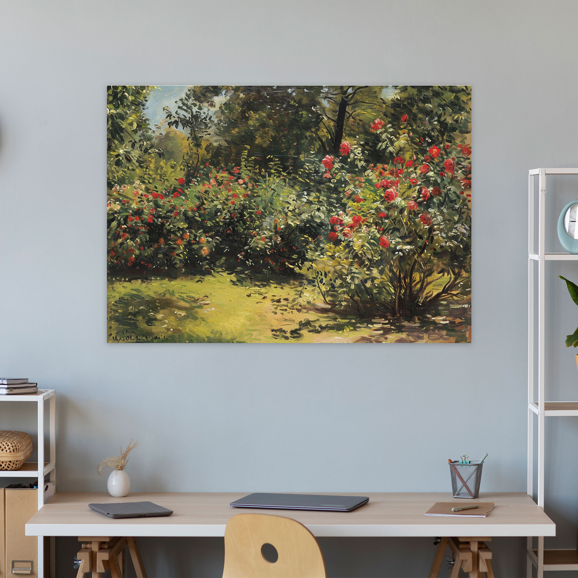 Claude Monet Güneş Işığında Aydınlanmış Bahçe Kanvas Tablo - Claude Monet Duvar Dekorasyonu Kanvas Duvar Sanatı