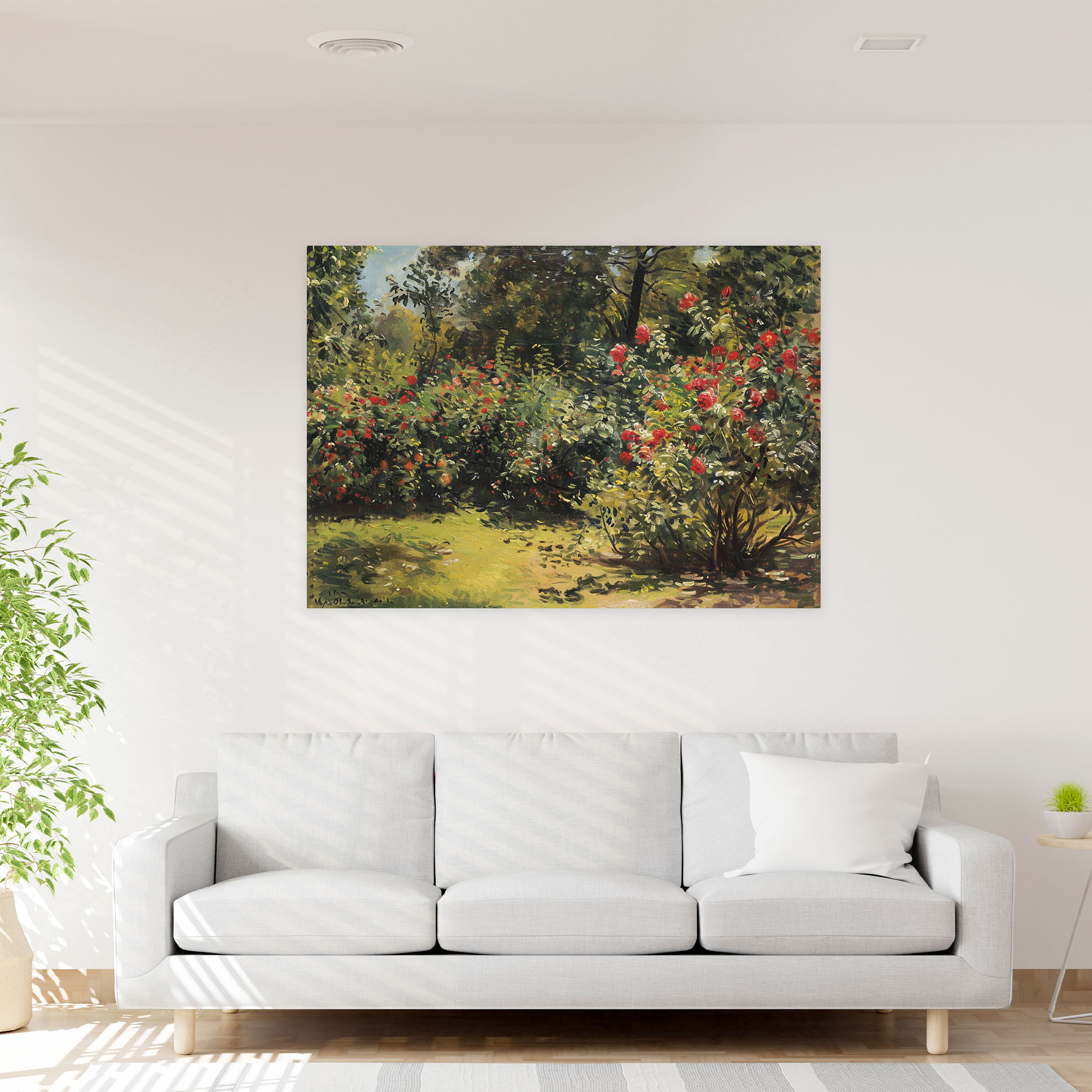 Claude Monet Güneş Işığında Aydınlanmış Bahçe Kanvas Tablo - Claude Monet Duvar Dekorasyonu Kanvas Duvar Sanatı