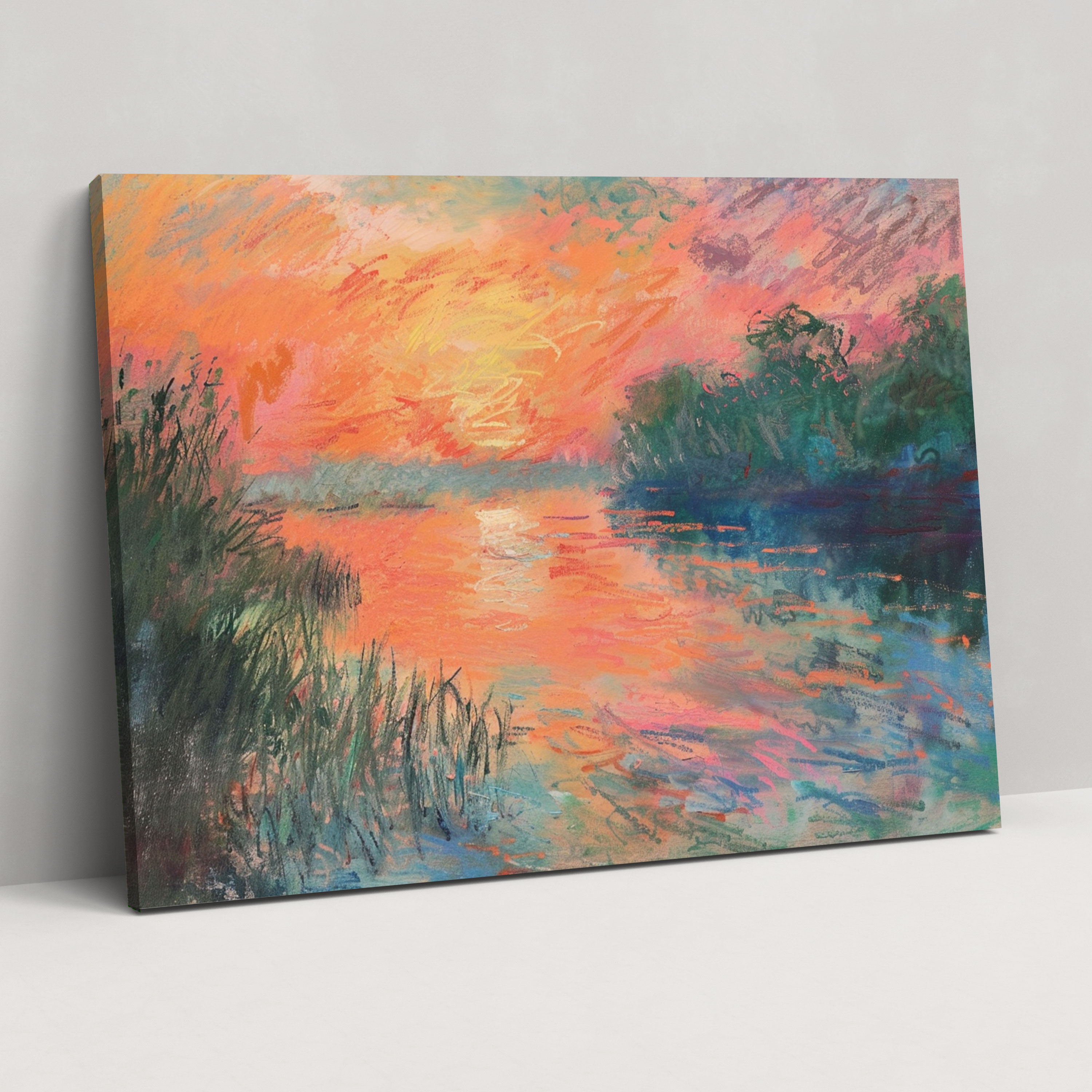 Claude Monet Pastel Sunset Pond Wall Art - Claude Monet, Claude Monet, Wall Art, Canvas Wall Art