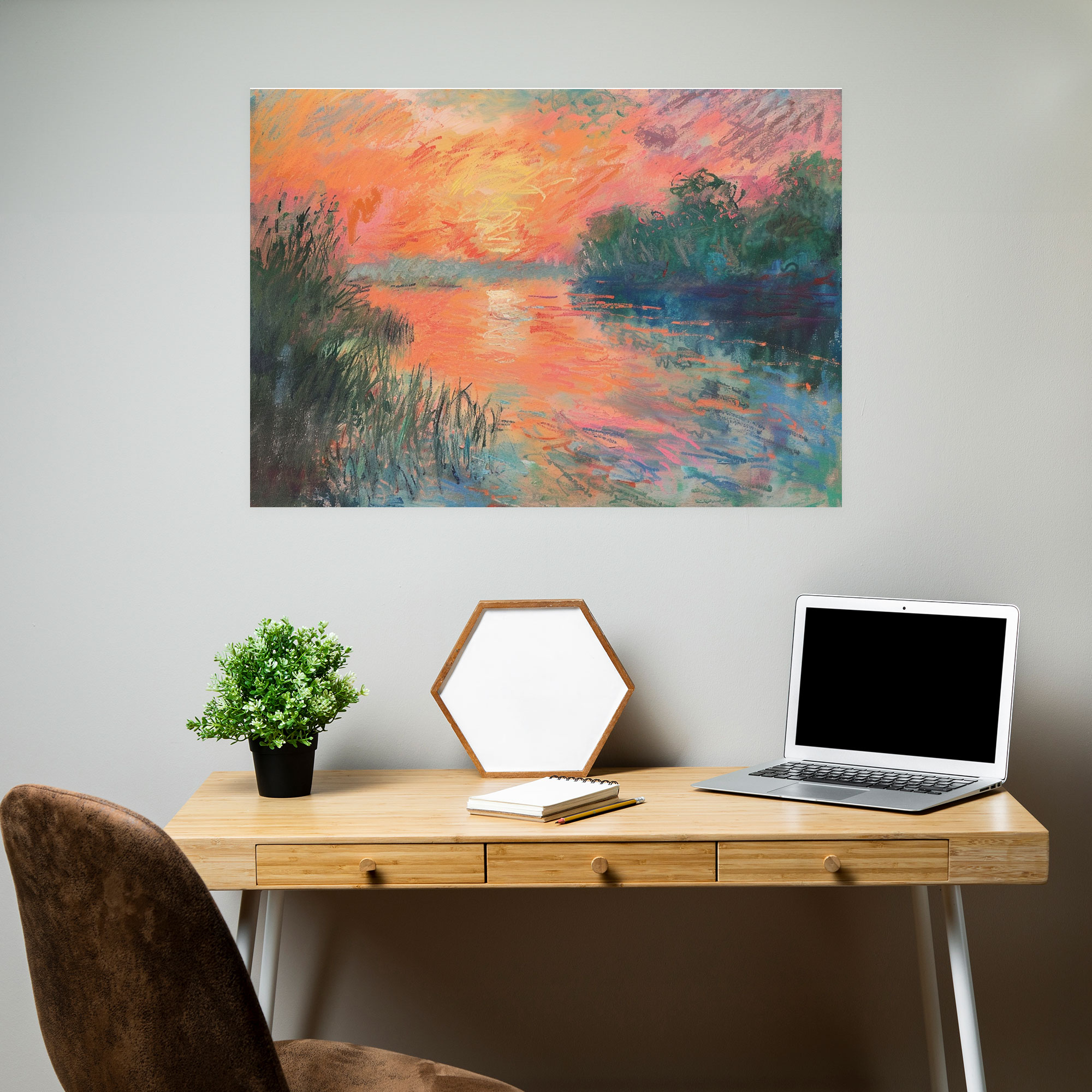 Claude Monet Pastel Sunset Pond Wall Art - Claude Monet, Claude Monet, Wall Art, Canvas Wall Art