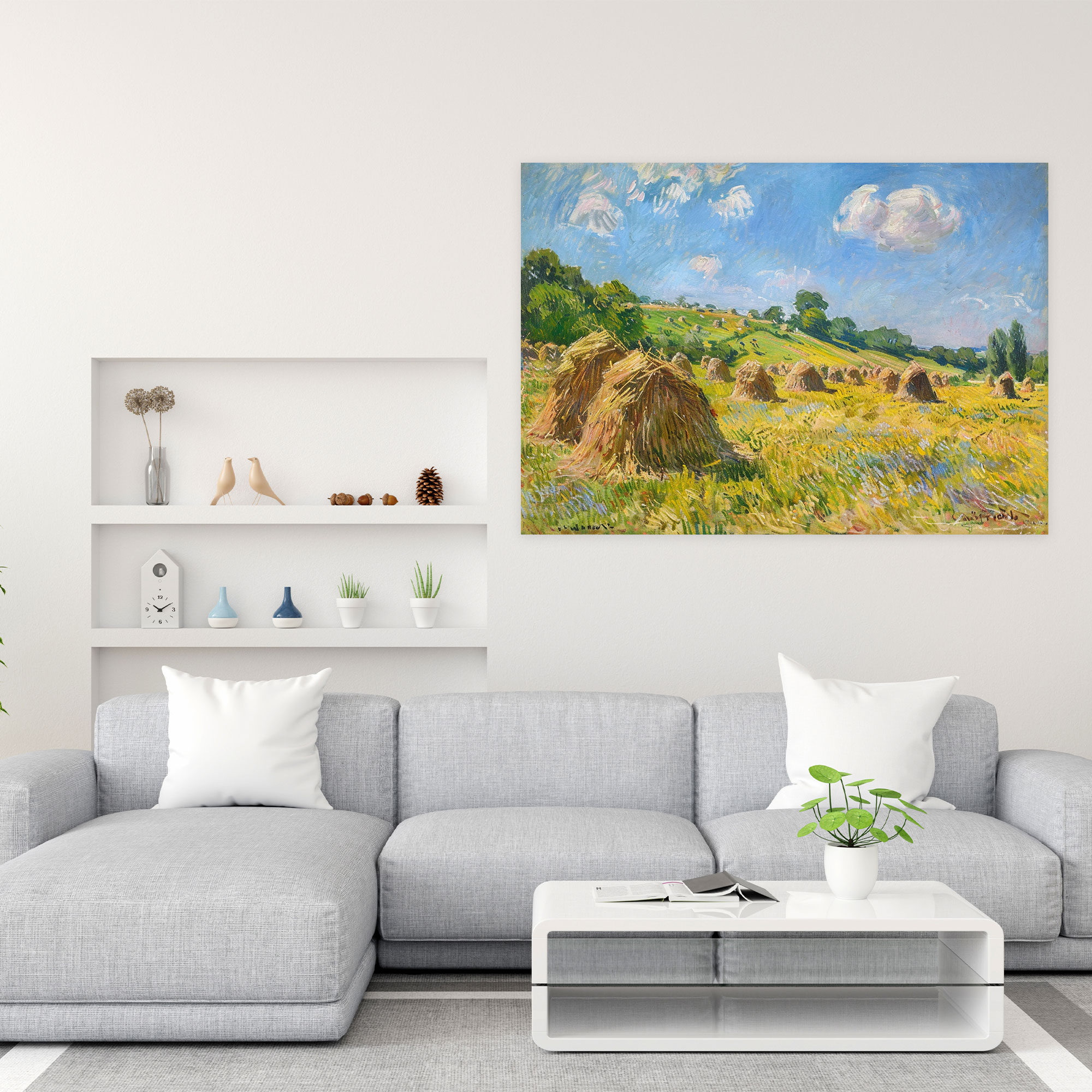 Claude Monet Buğday Yığınları Kanvas Tablo - Ev Dekorasyonu Duvar Sanatı