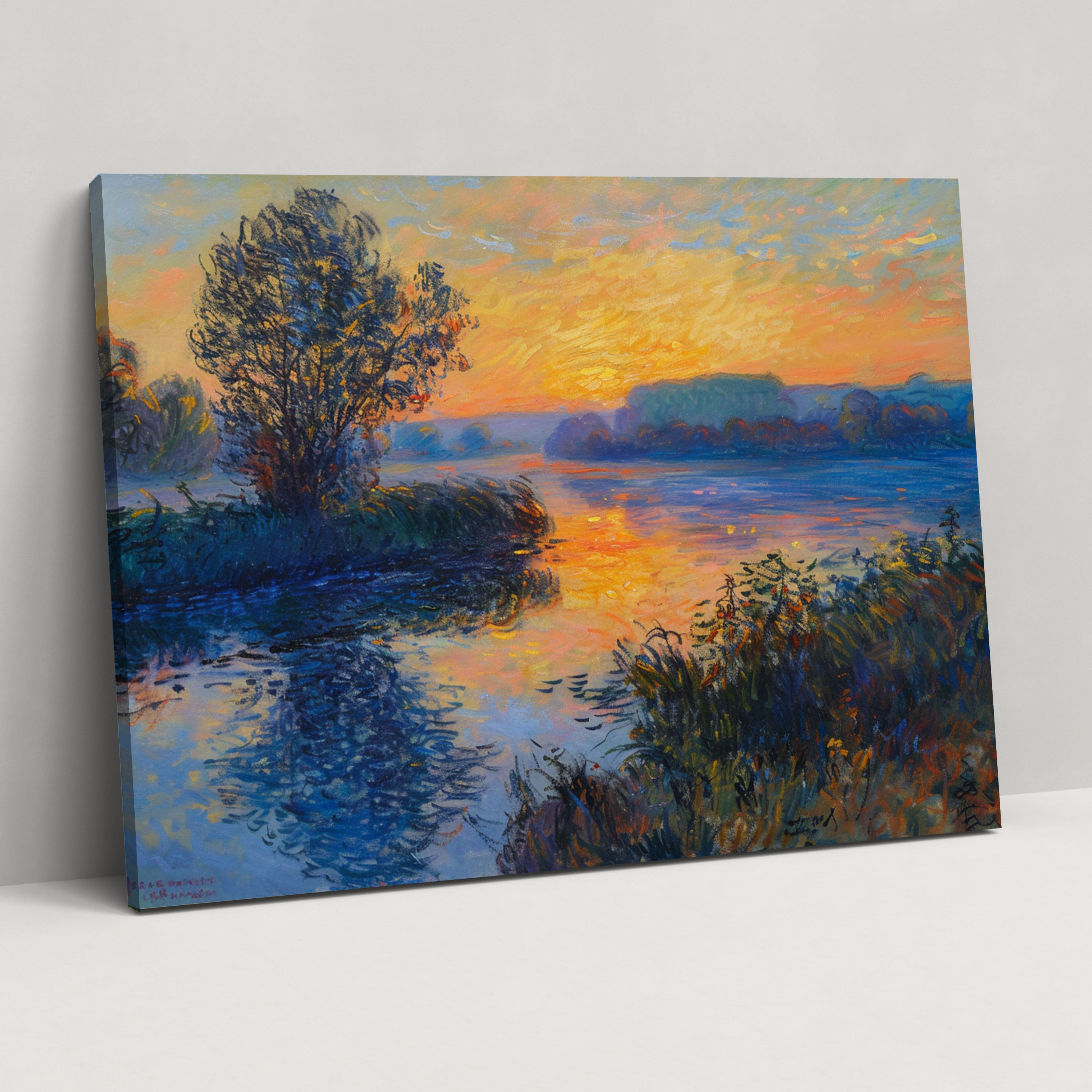 Gün Doğumu Nehir Claude Monet Duvar Dekorasyonu - Claude Monet Kanvas Tablo Duvar Sanatı Duvar Dekorasyonu
