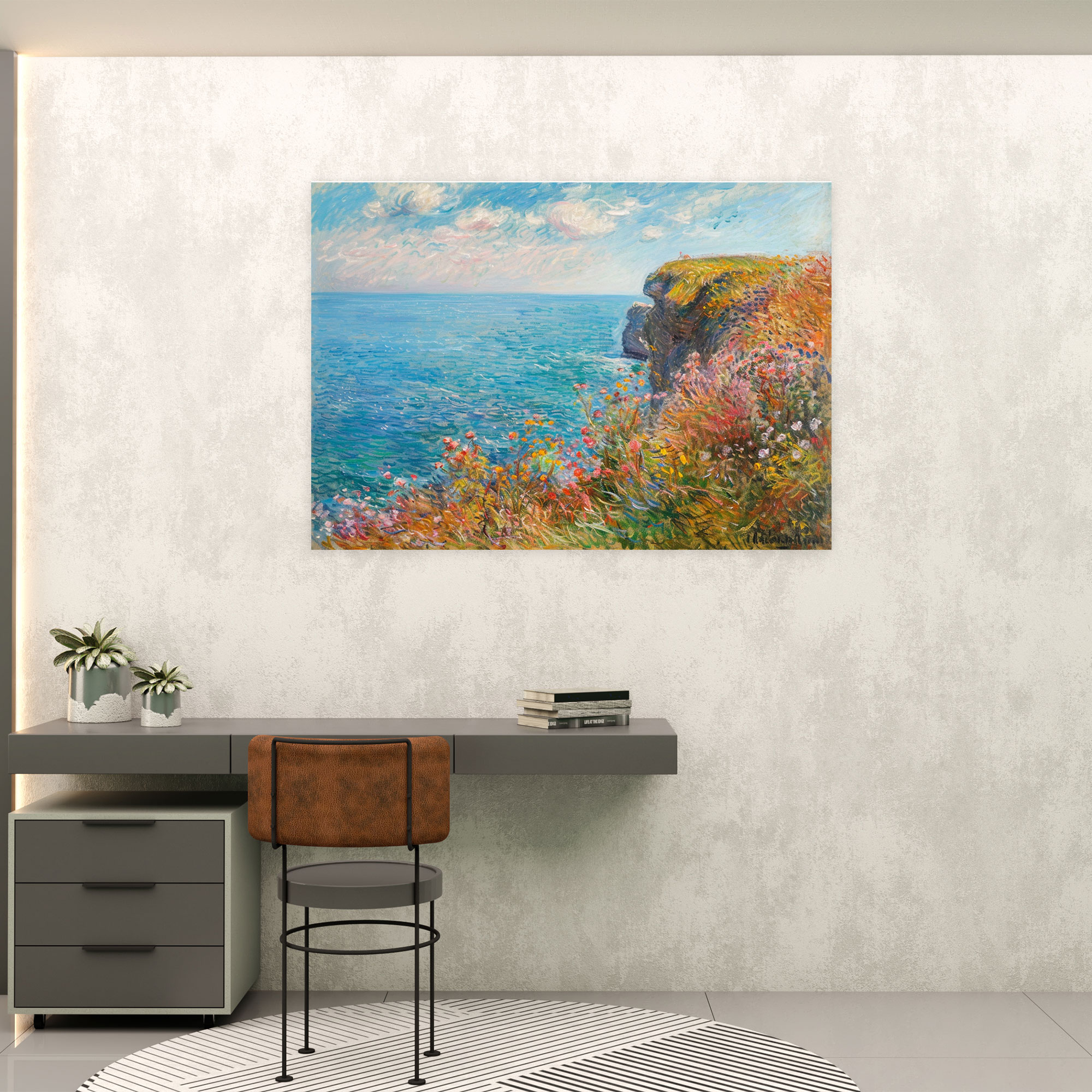 Sahil Kıyısında Claude Monet Duvar Sanatı - Ev Dekorasyonu Kanvas Tablo