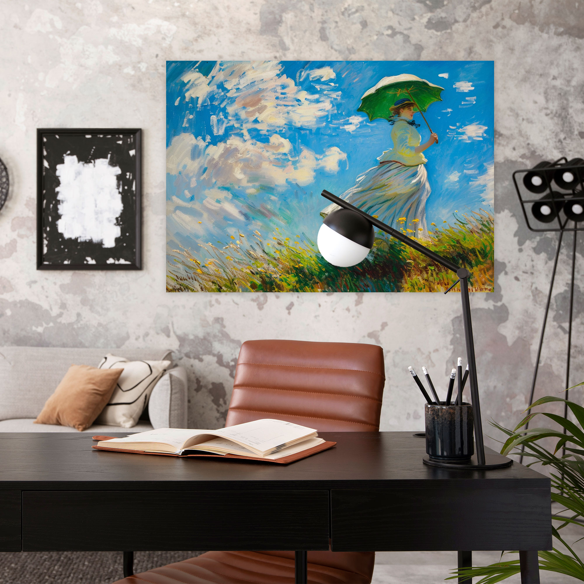 Claude Monet Şemsiyeli Kadın Duvar Dekorasyonu - Kanvas Tablo Sanatı Duvar Dekorasyonu