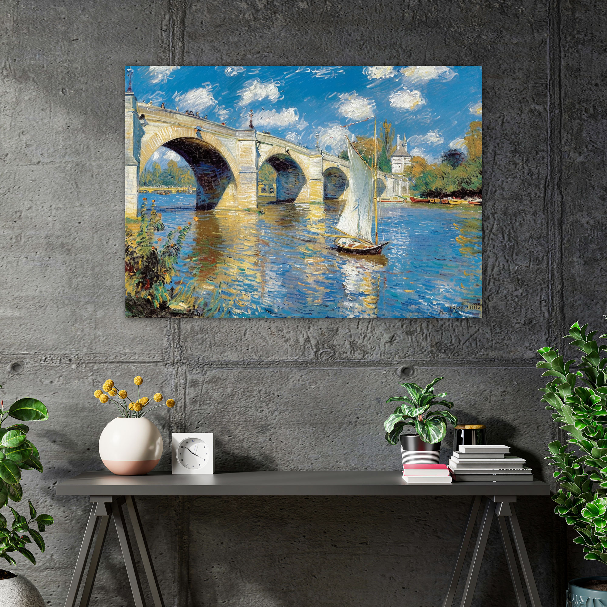 Claude Monet Argenteuil'deki Köprü Duvar Dekorasyonu - Kanvas Tablo