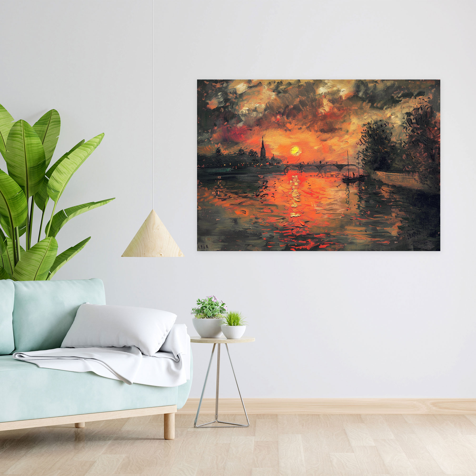 Seine Nehri Üzerinde Günbatımı Claude Monet Kanvas Tablo - Claude Monet Kanvas Duvar Sanatı