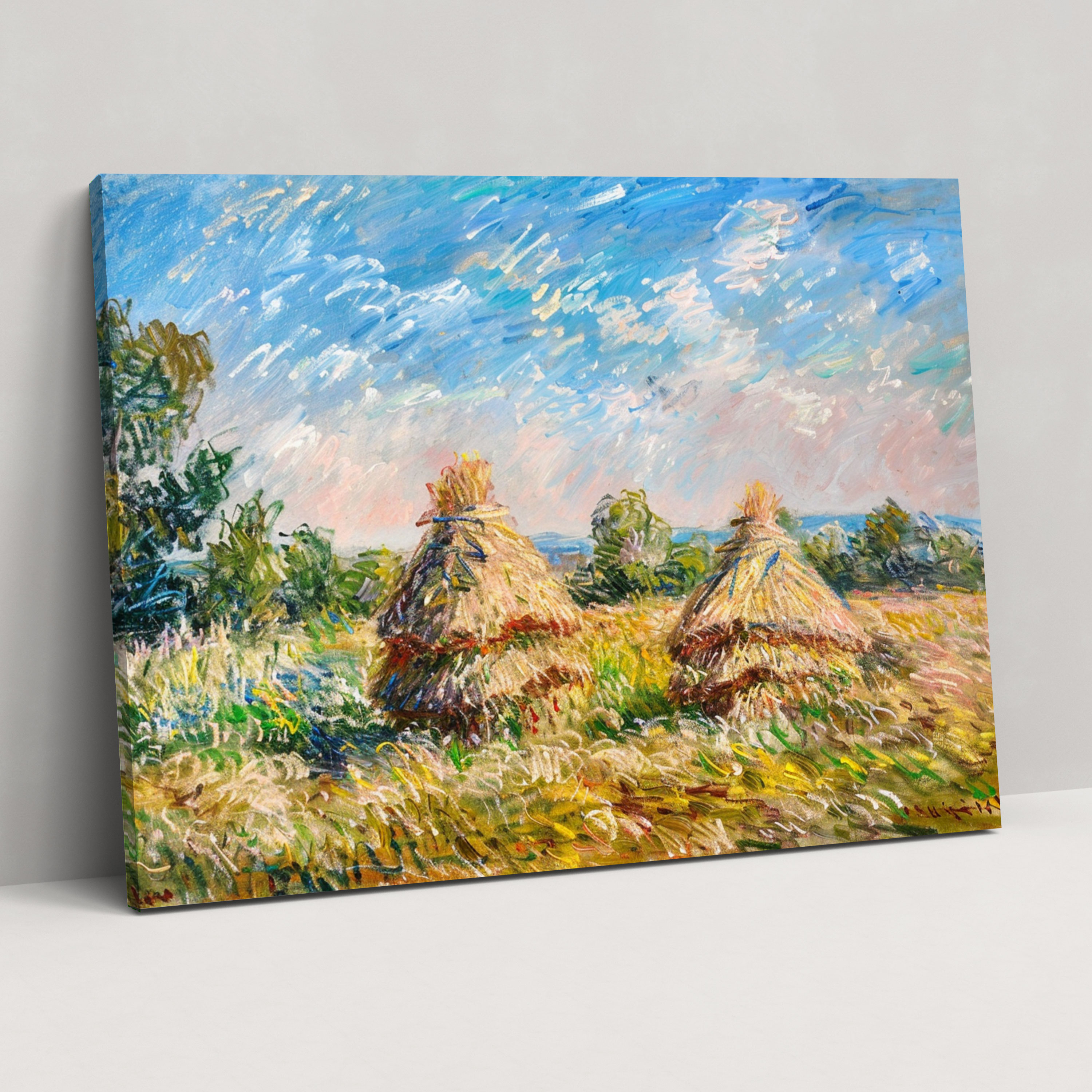 Claude Monet Kavaklar Kanvas Tablo - Rustik Duvar Sanatı