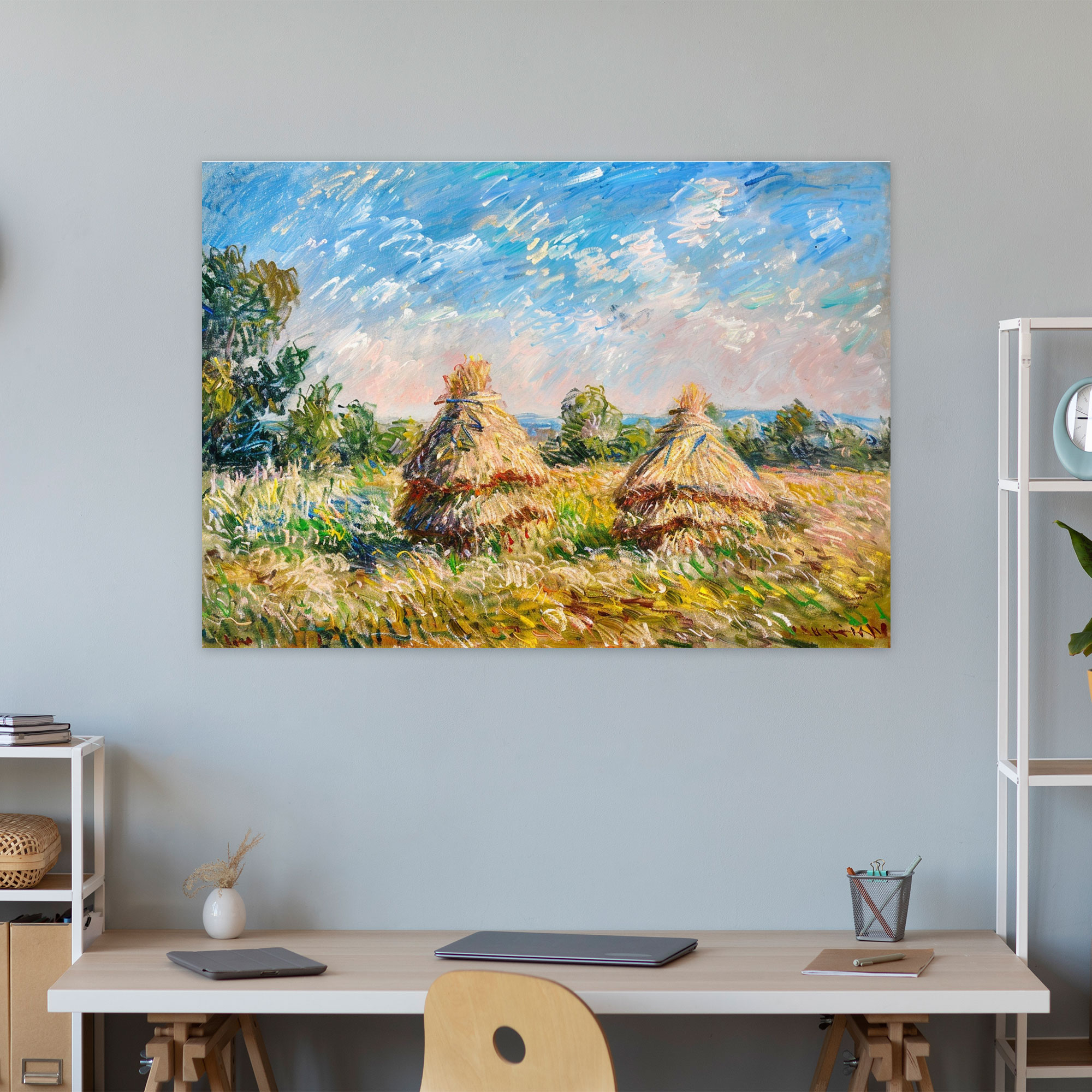 Claude Monet Kavaklar Kanvas Tablo - Rustik Duvar Sanatı