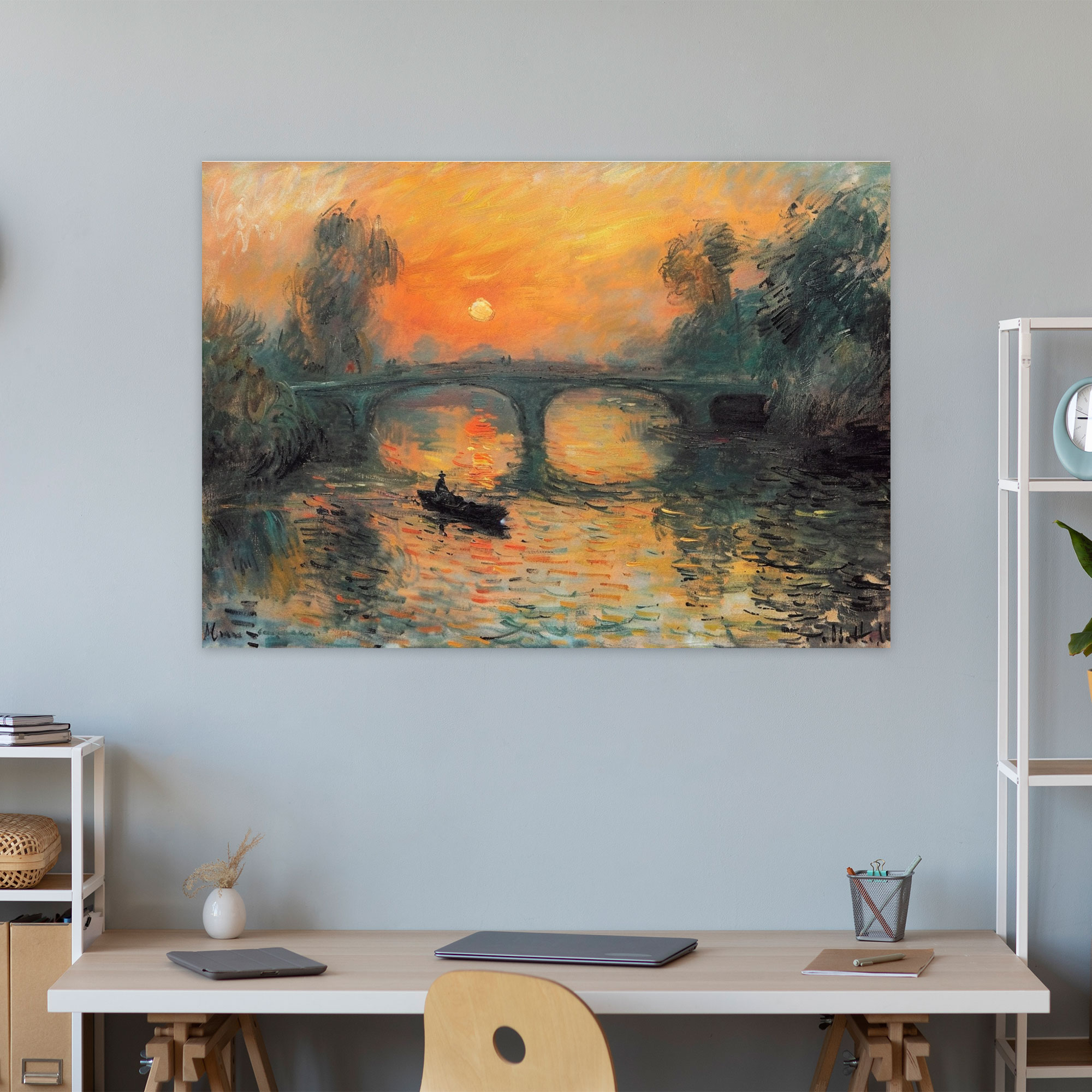 Sunset Bridge Claude Monet Canvas Print - Claude Monet, Wall Art, Canvas, Claude Monet