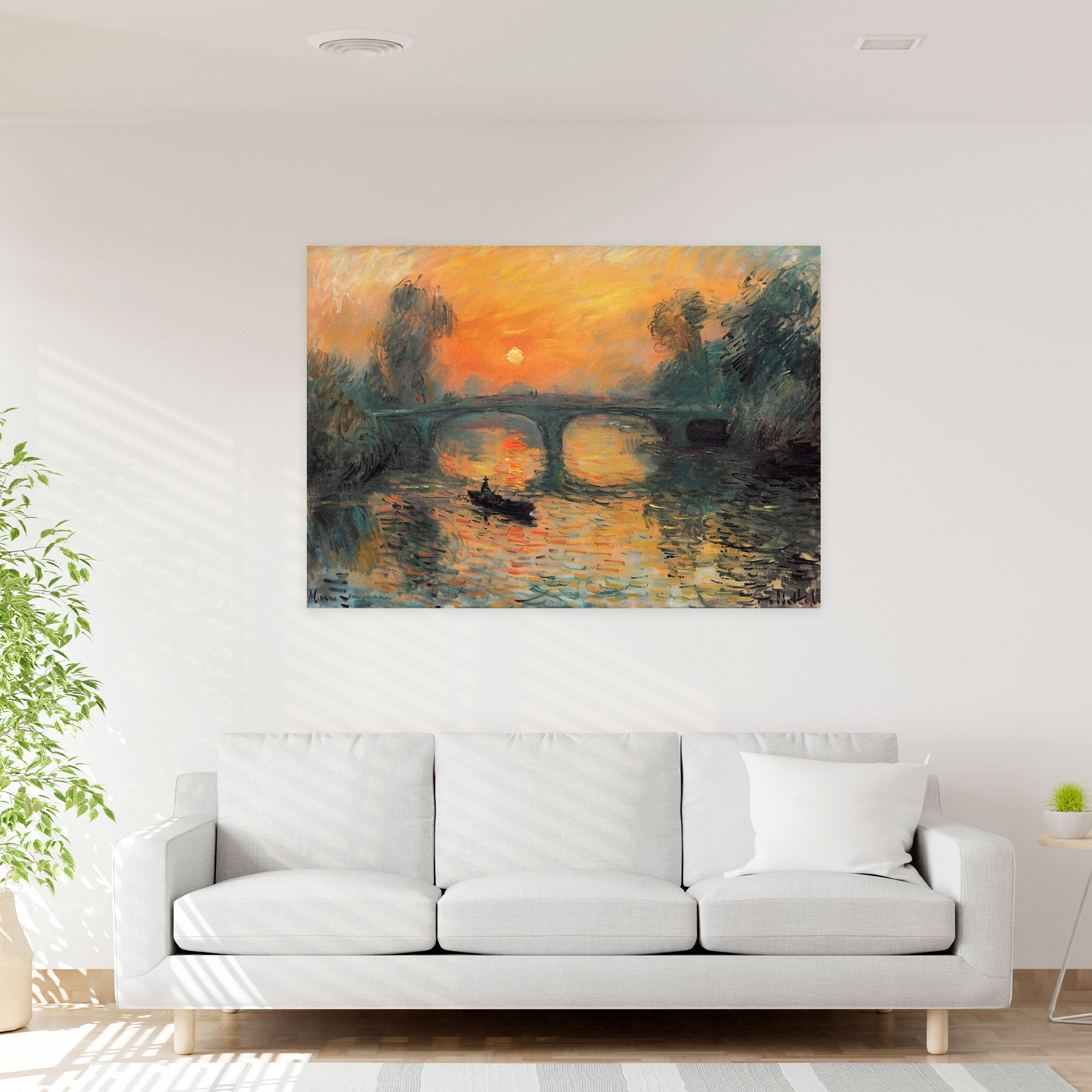 Sunset Bridge Claude Monet Canvas Print - Claude Monet, Wall Art, Canvas, Claude Monet