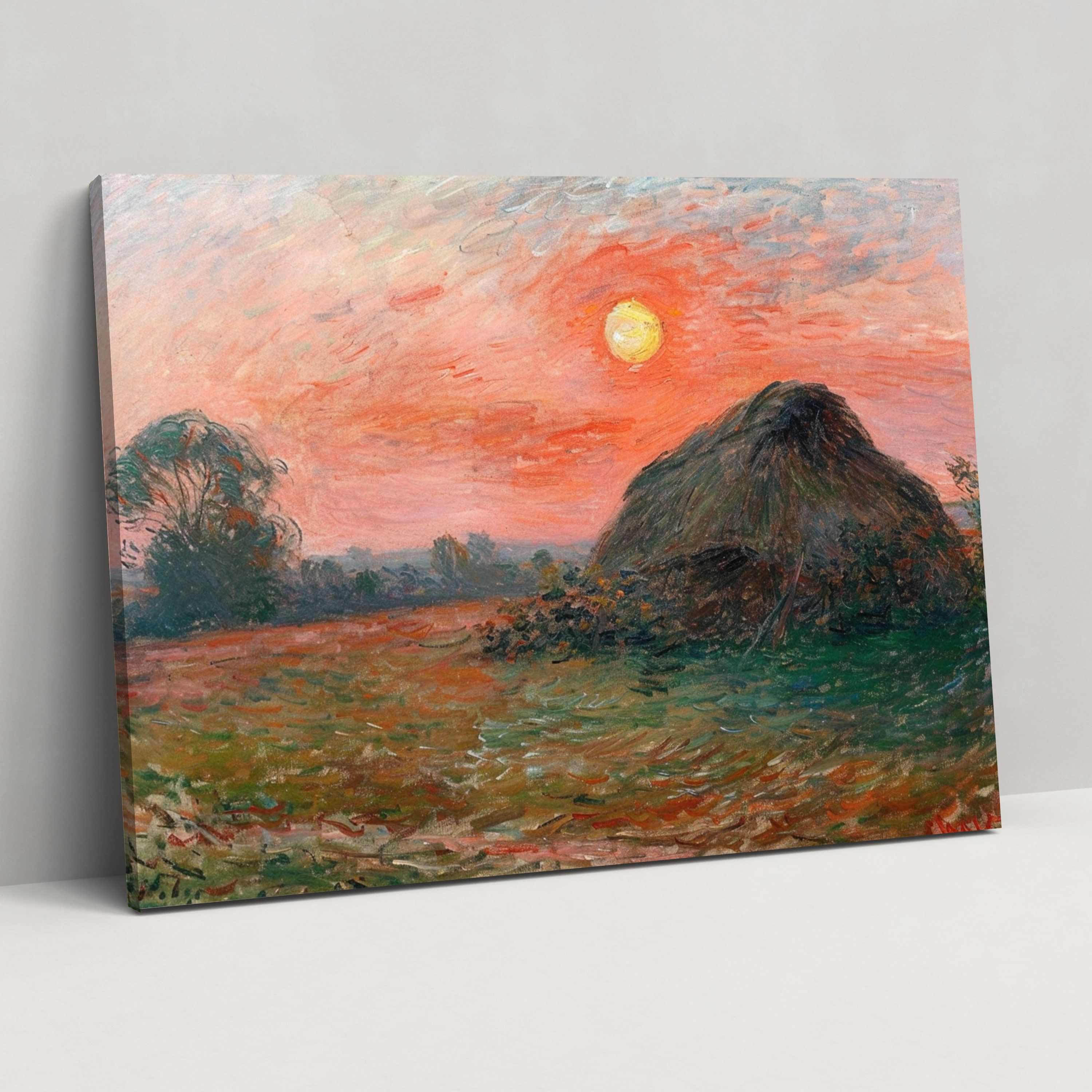 Hasır Yığını Üzerinde Şafak Claude Monet Kanvas Tablo - Claude Monet Ev Dekorasyonu