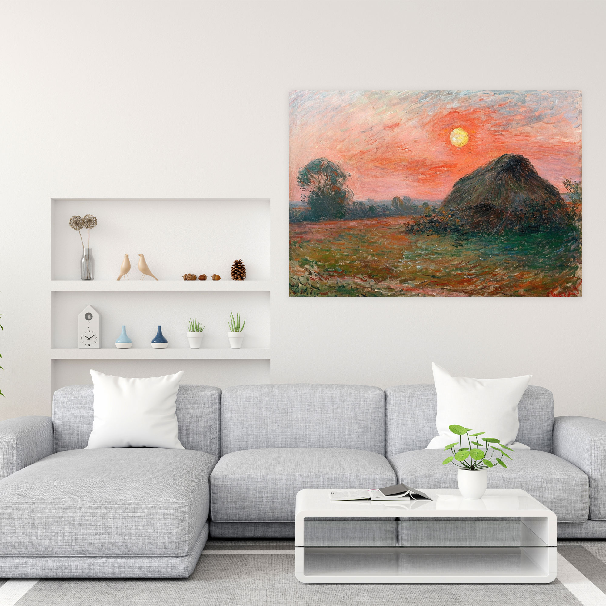 Hasır Yığını Üzerinde Şafak Claude Monet Kanvas Tablo - Claude Monet Ev Dekorasyonu
