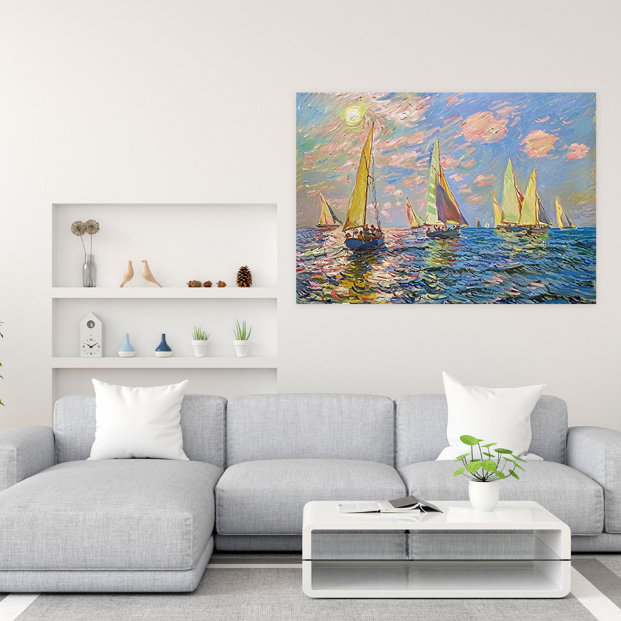 Colorful Sailboats Claude Monet Wall Decoration - Claude Monet, Wall Decoration, Canvas, Canvas Wall Art