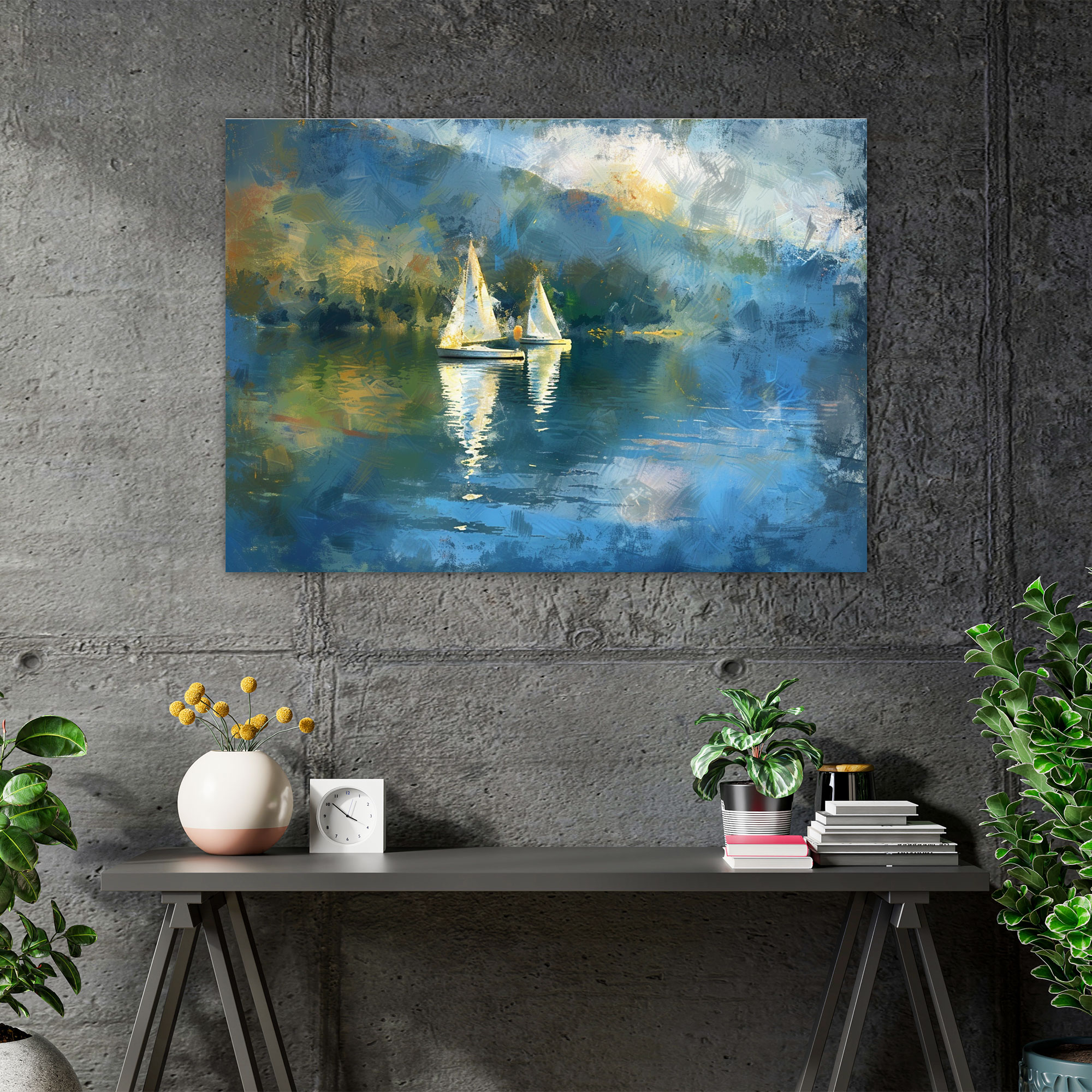 Sailboats On Lake Wall Decoration - Claude Monet, Canvas Wall Art, Wall Decoration, Canvas