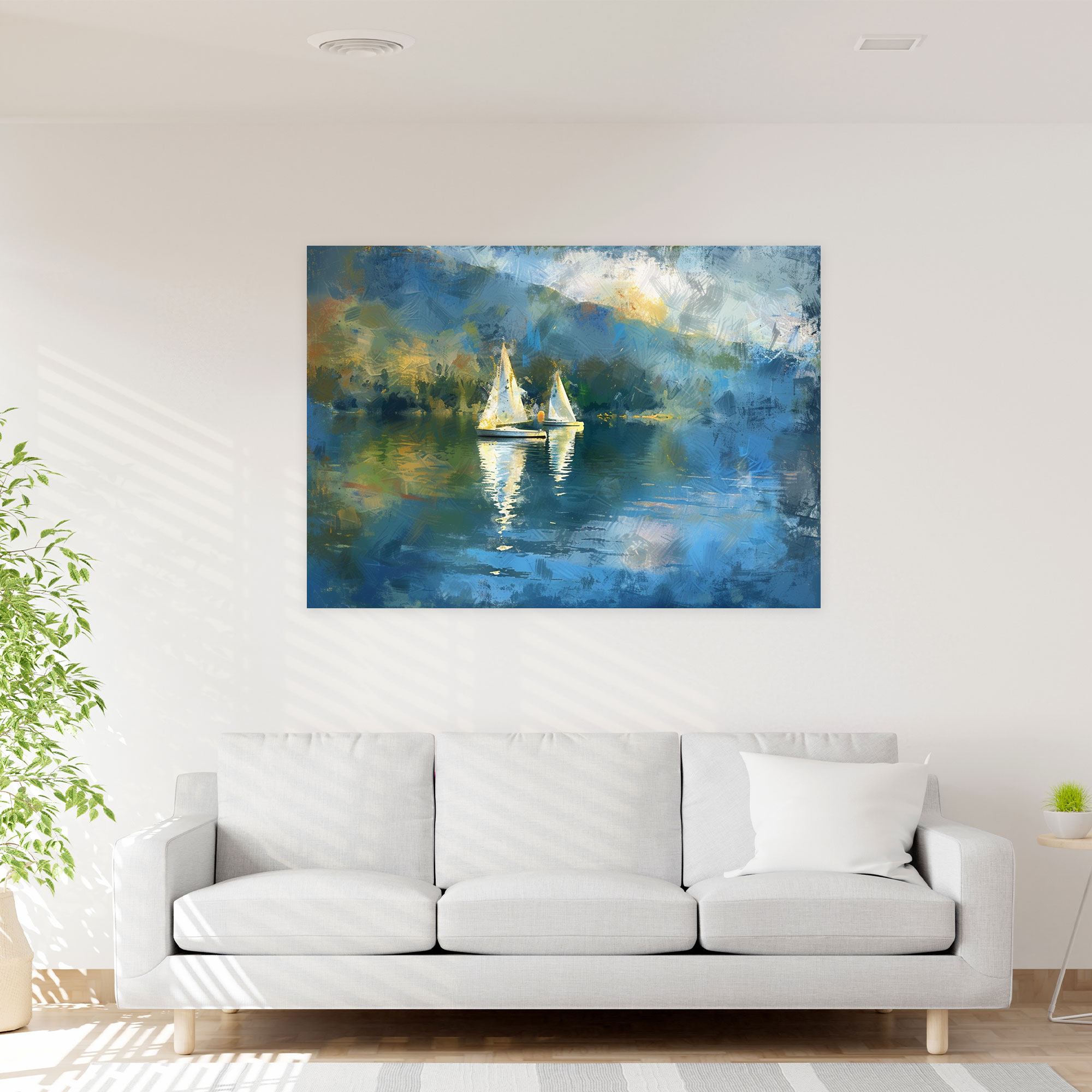 Sailboats On Lake Wall Decoration - Claude Monet, Canvas Wall Art, Wall Decoration, Canvas