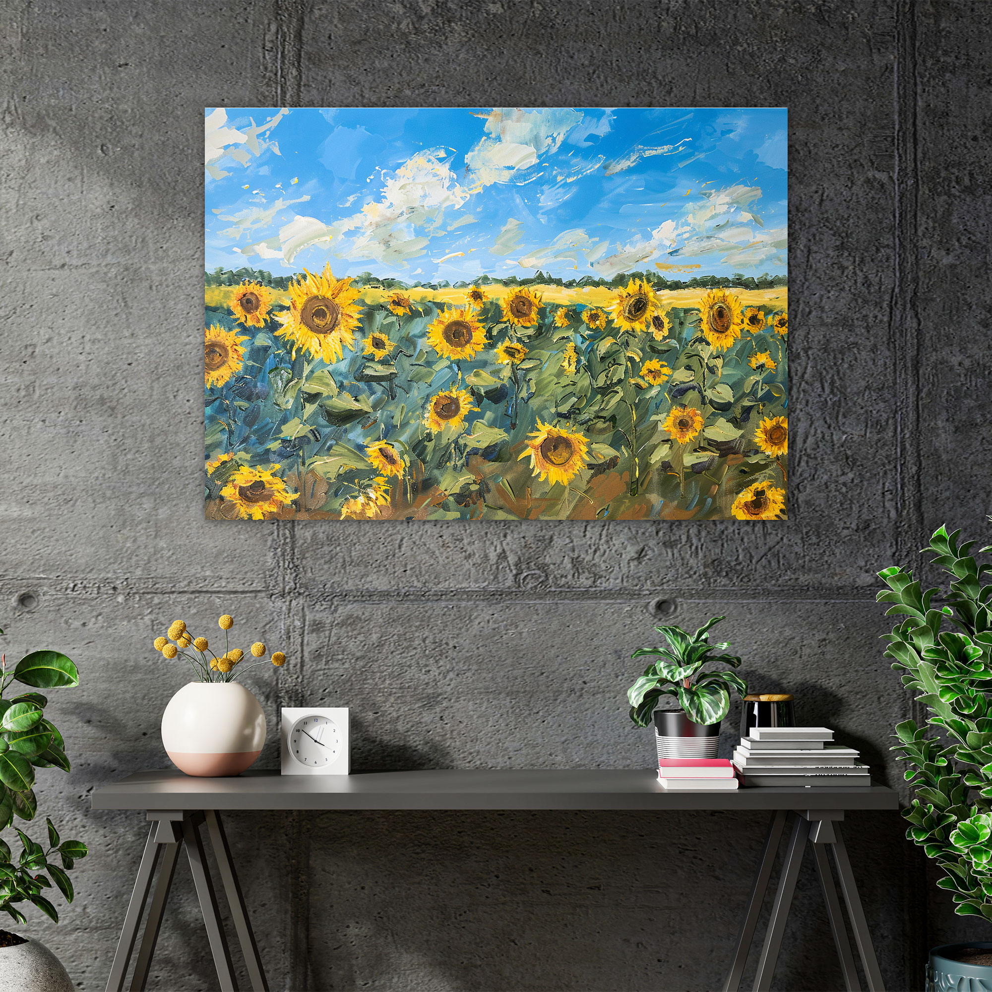 Ayçiçeği Tarlası Kanvas Tablo - Claude Monet Ev Dekorasyonu Duvar Sanatı